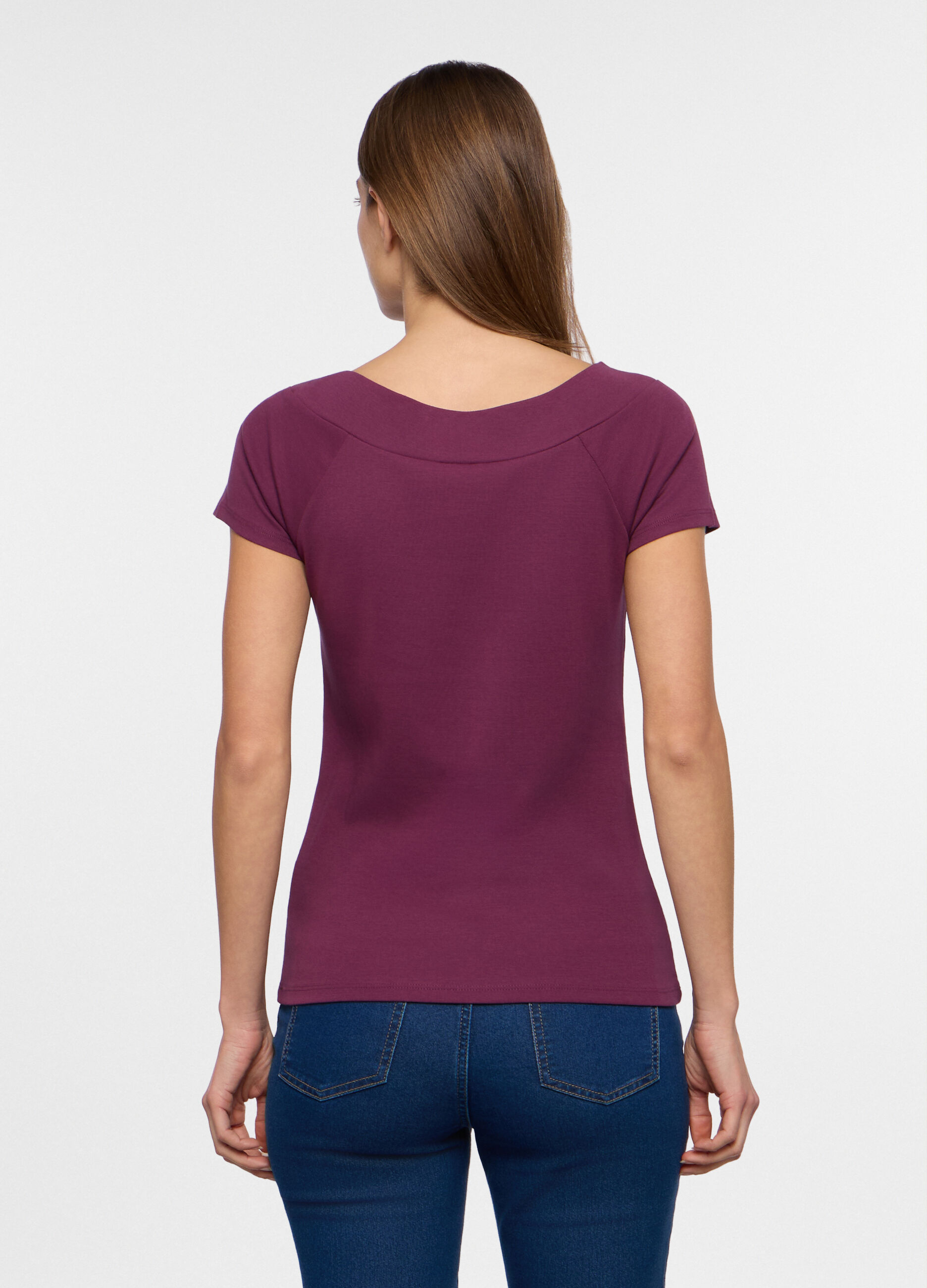 T-shirt con scollo a barchetta donna_1