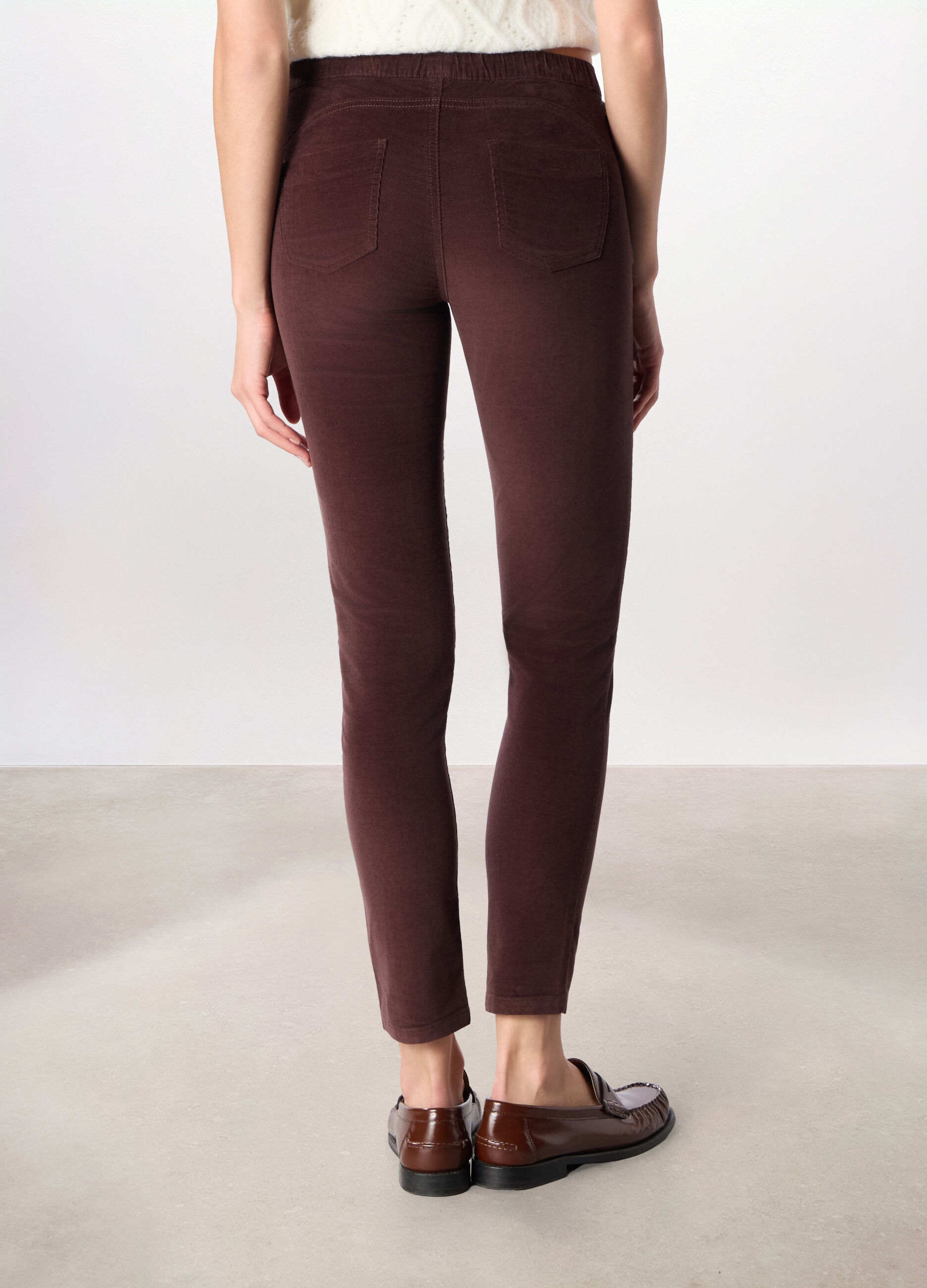 Treggings in velluto a coste di cotone stretch donna_1