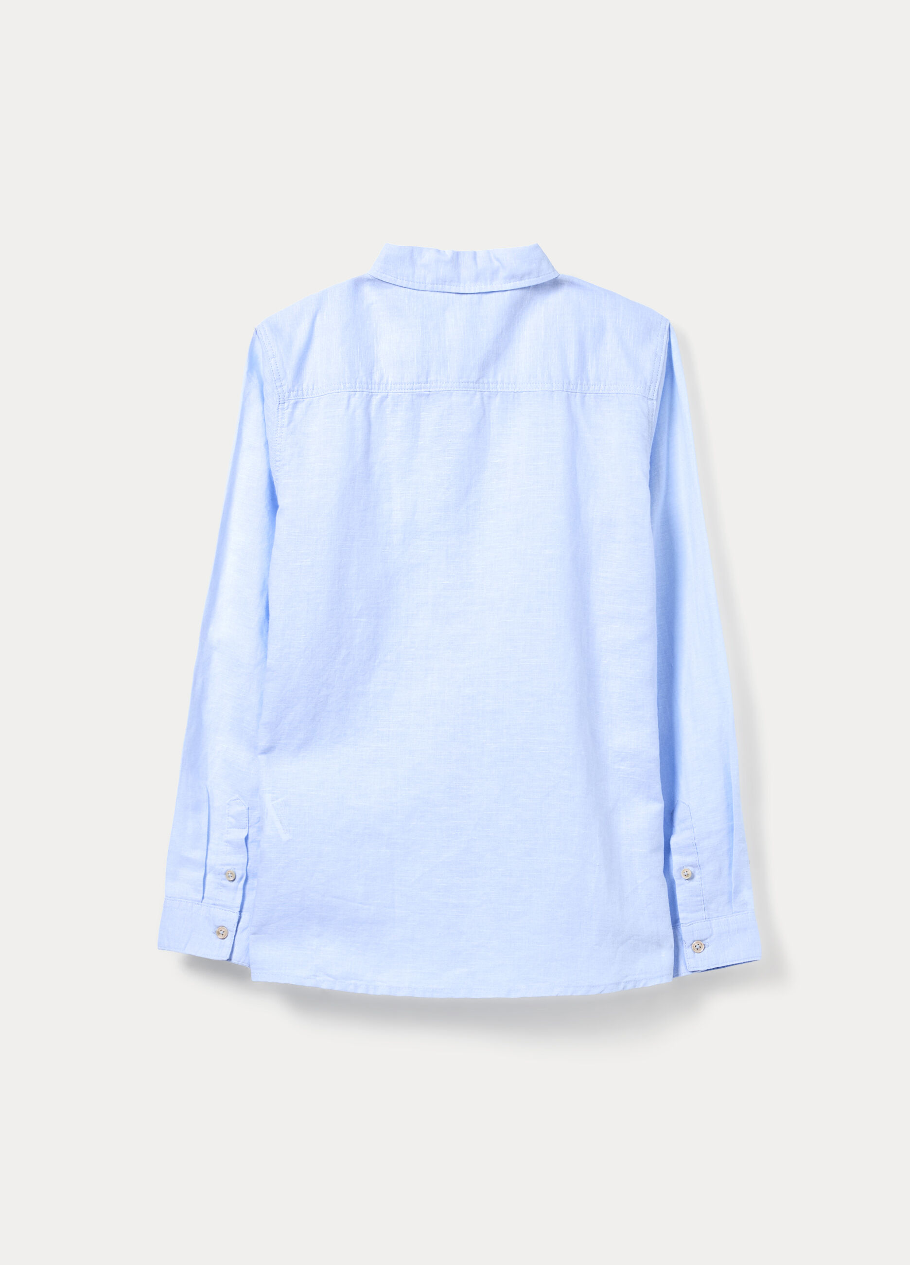 Camicia regular fit misto lino con colletto alla francese ragazzo_1