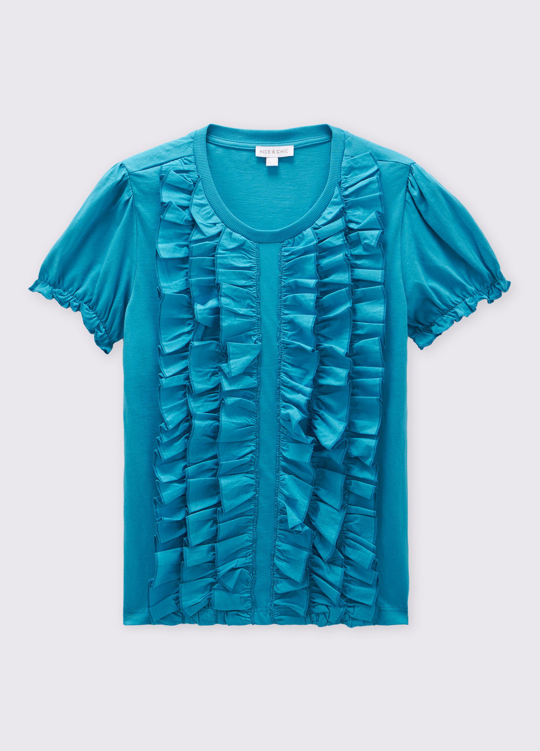 T-shirt in puro cotone con rouches donna_0