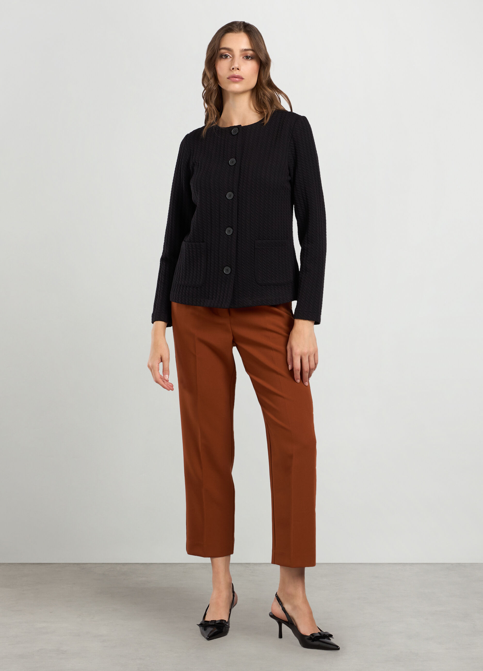 Giacca jacquard in tessuto strech donna_0