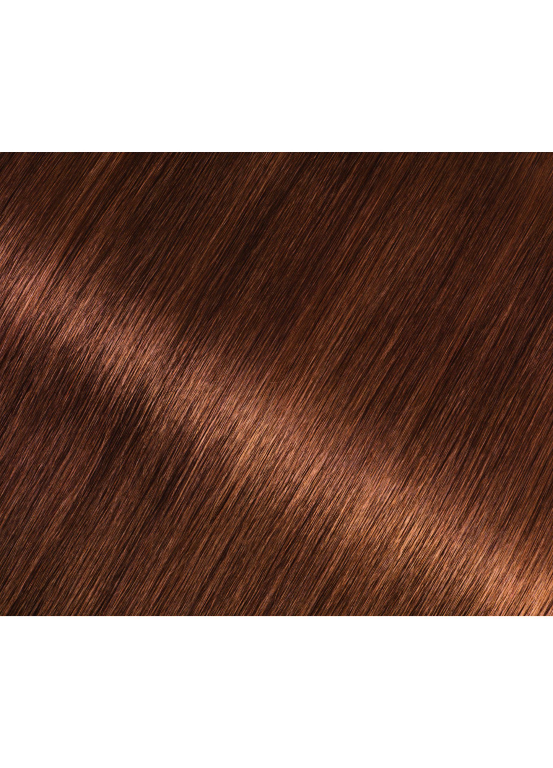 Garnier Tinta Capelli Olia, Colorazione permanente senza ammoniaca per una fragranza delicata, copre il 100% dei capelli bianchi, Con oli di fiori di origine naturale, Castano Chiaro Cioccolato (6.35).