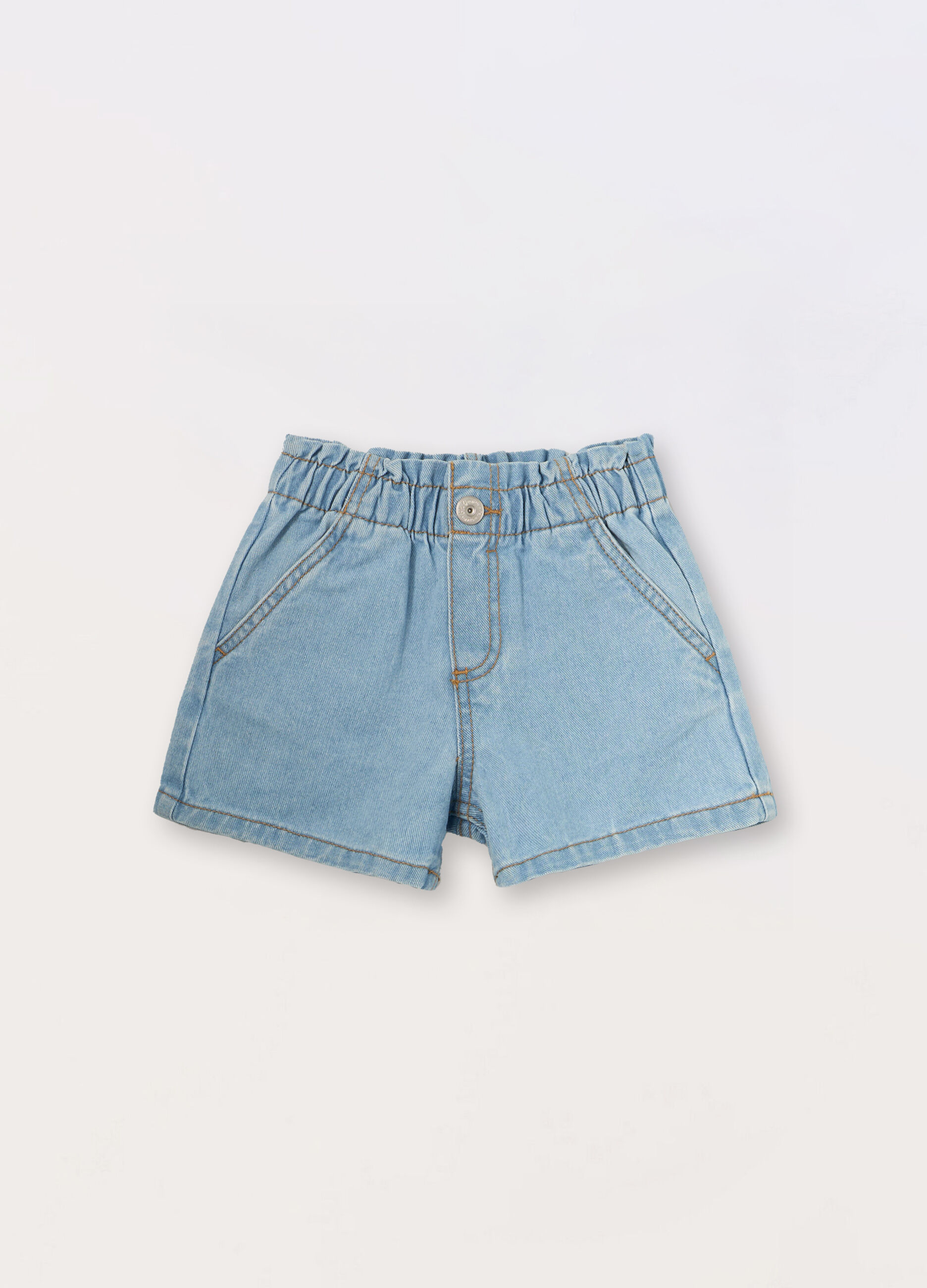 Shorts in denim di puro cotone bambina_0