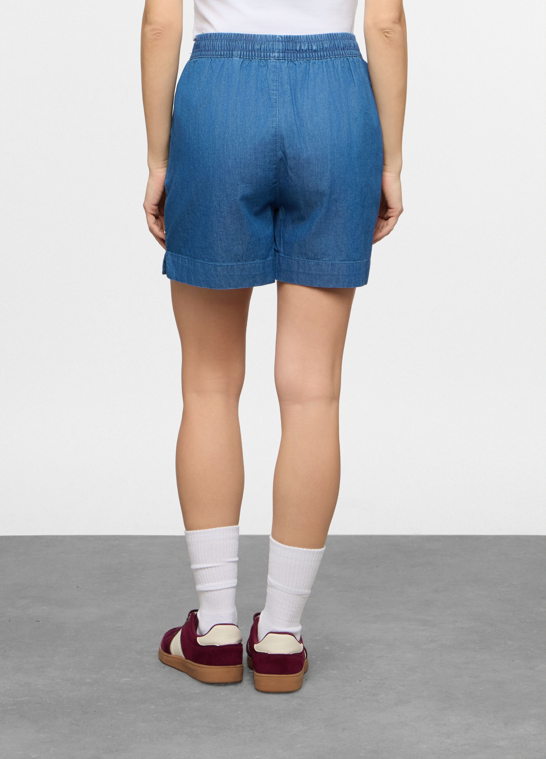 Short Fit regular con vita elasticata in denim donna_2