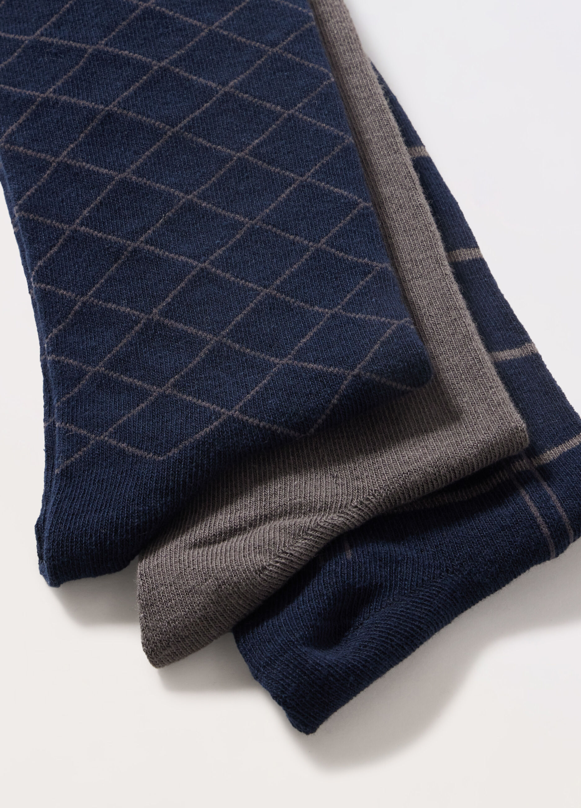 3 pack calze lunghe in cotone stretch a fantasia uomo_1