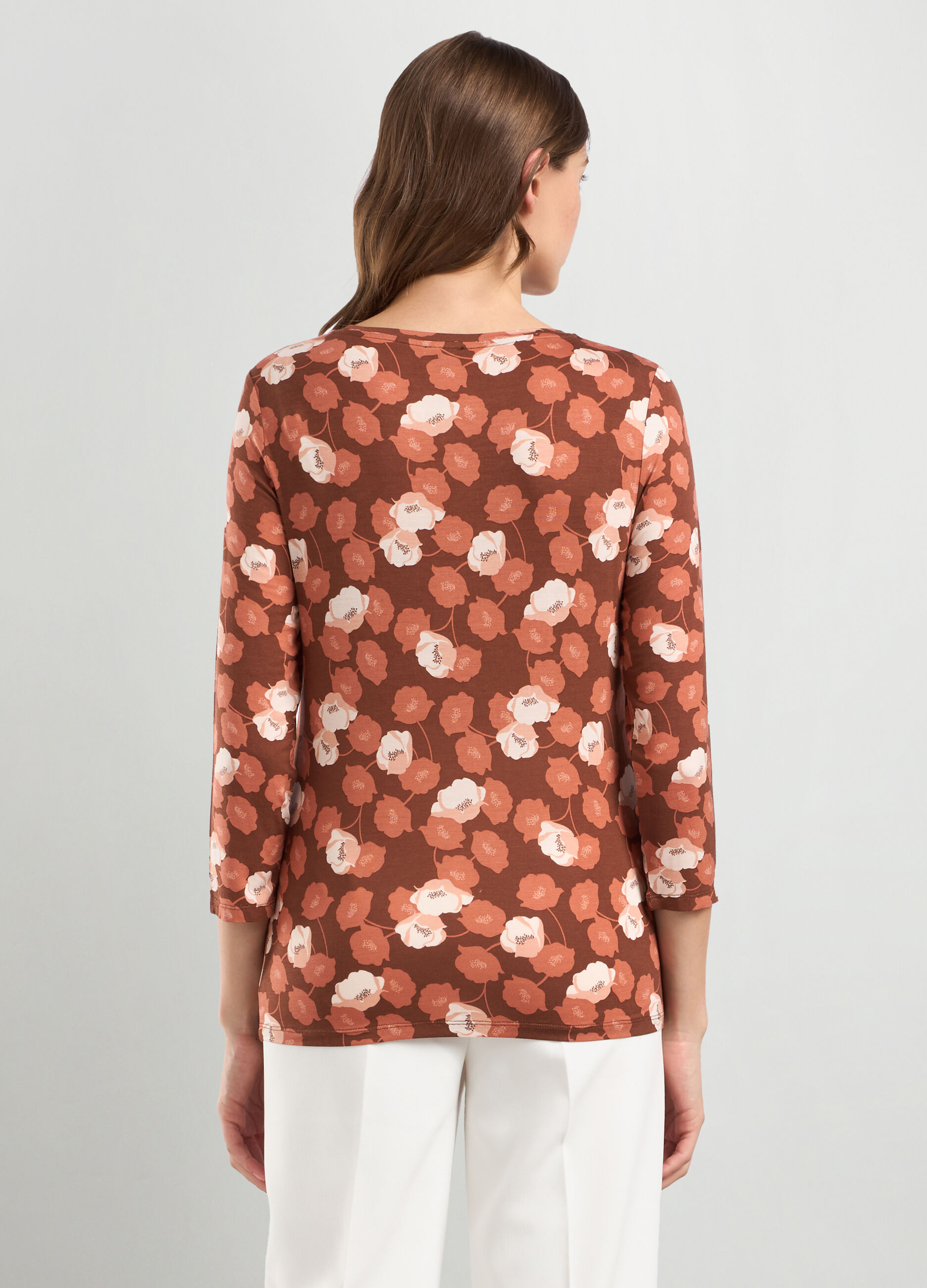 T-shirt in viscosa stretch a fiori donna_1