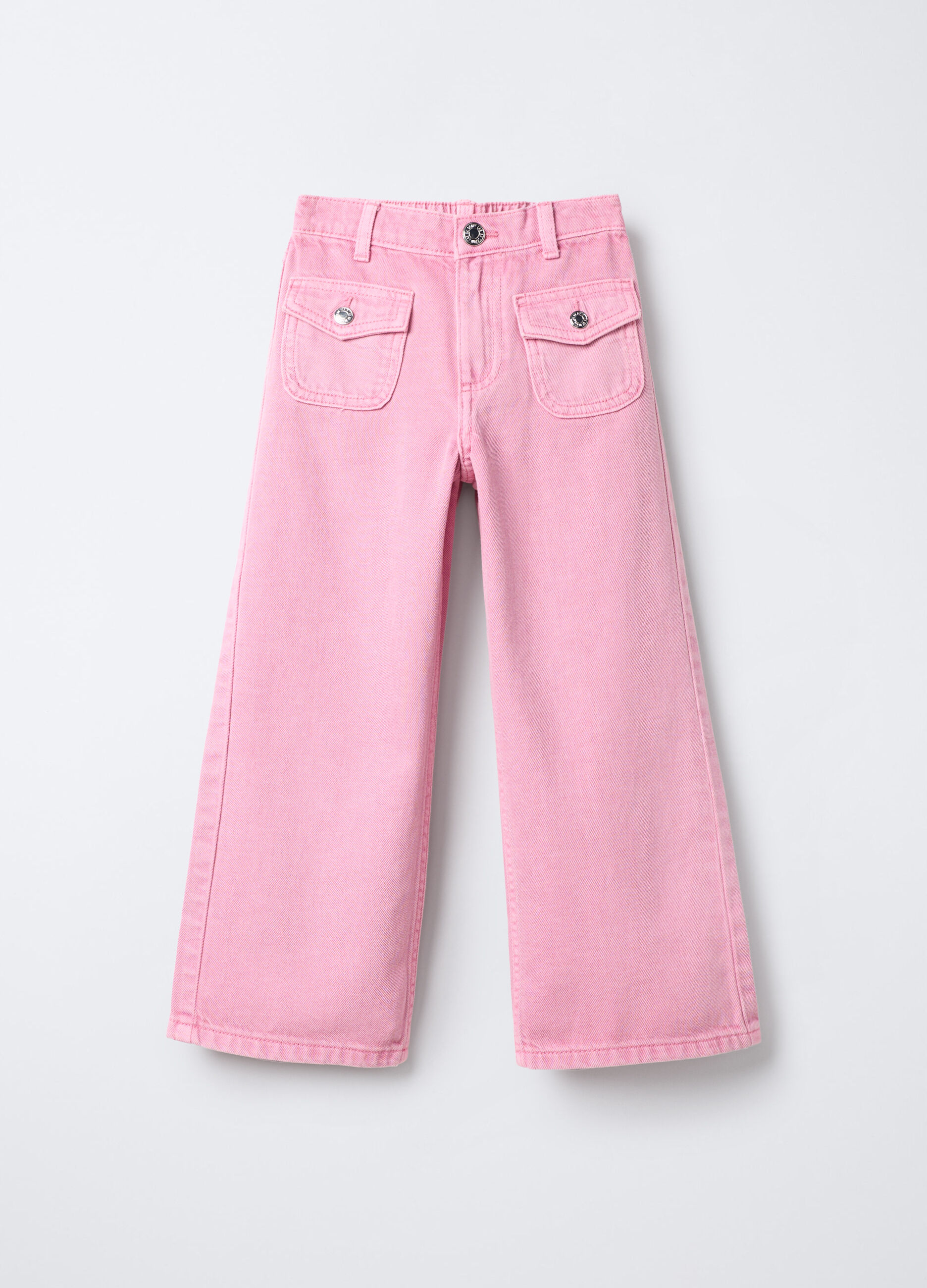 Pantaloni in twill di puro cotone Wide Leg bambina_0