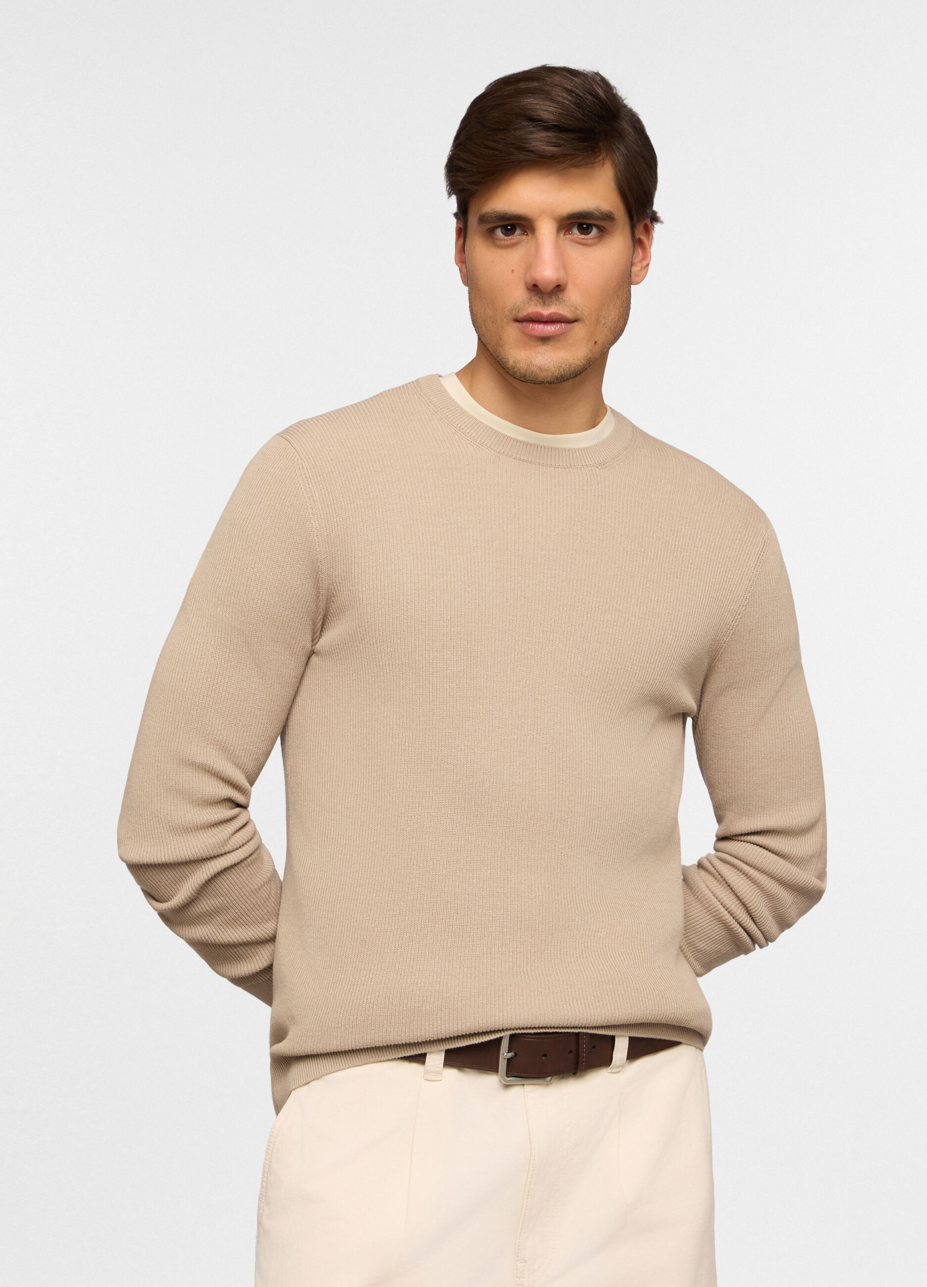 Maglione girocollo a mezza costa inglese uomo_0