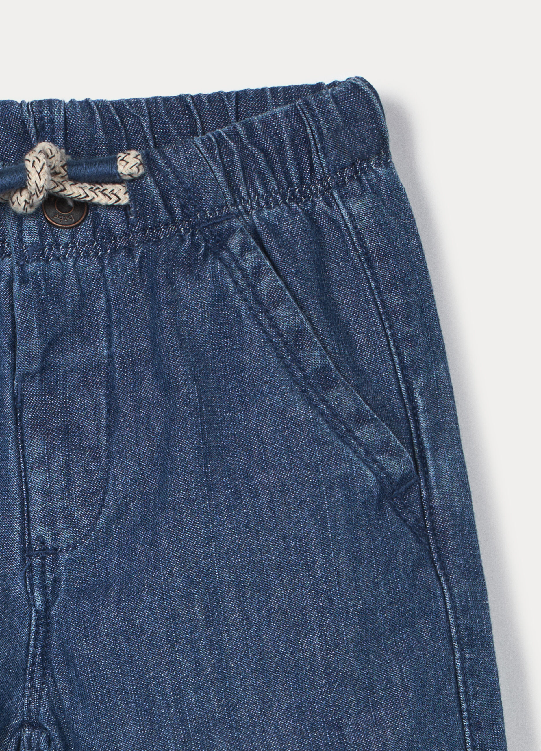 Pantaloni in denim di puro cotone neonato_2