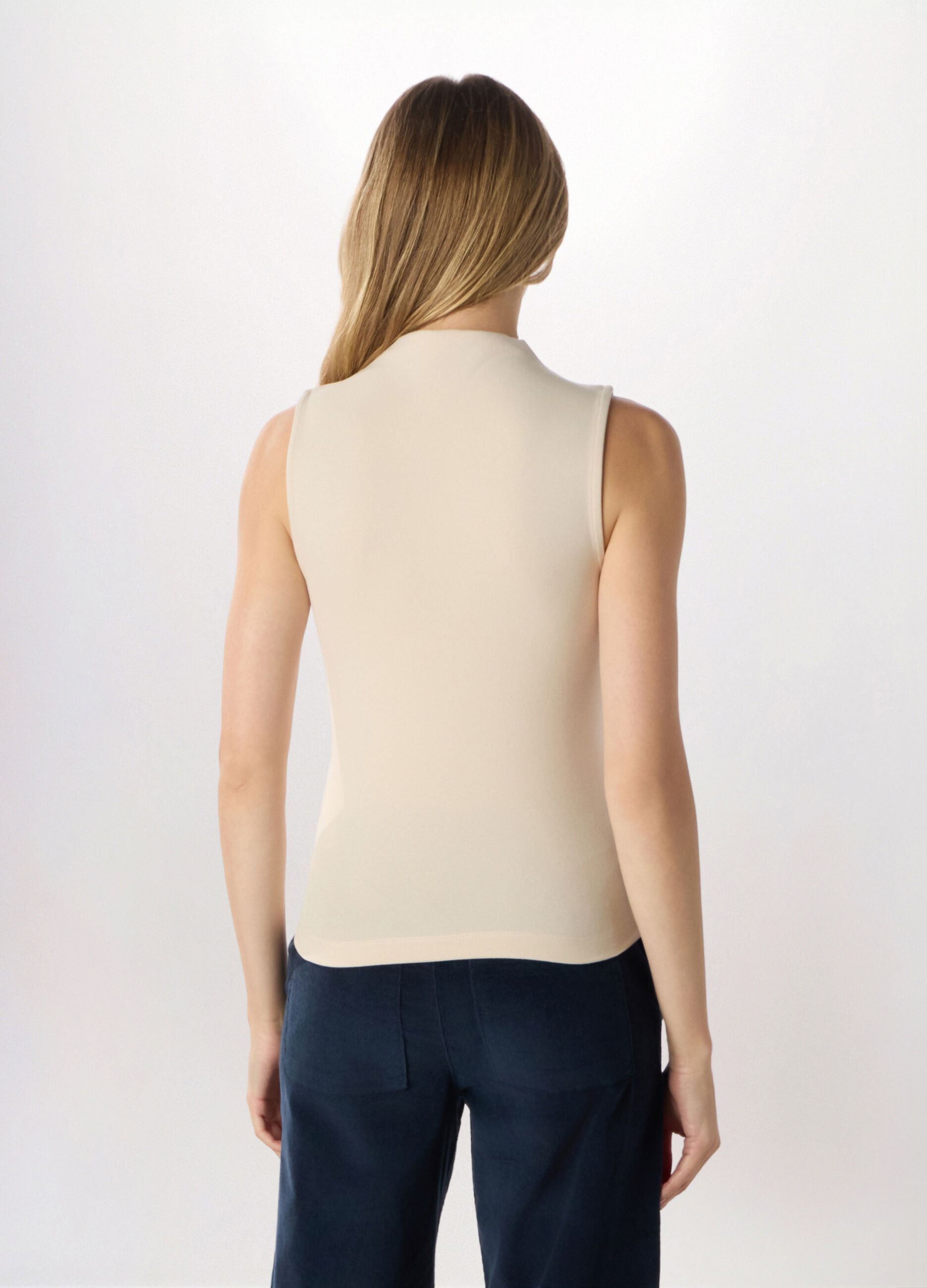 Canotta in costina misto cotone stretch donna_1