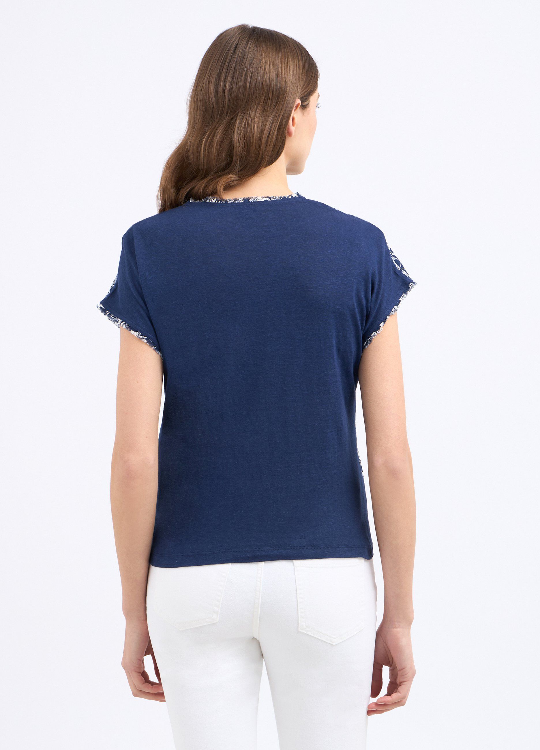 T-shirt in misto lino con stampa donna_1