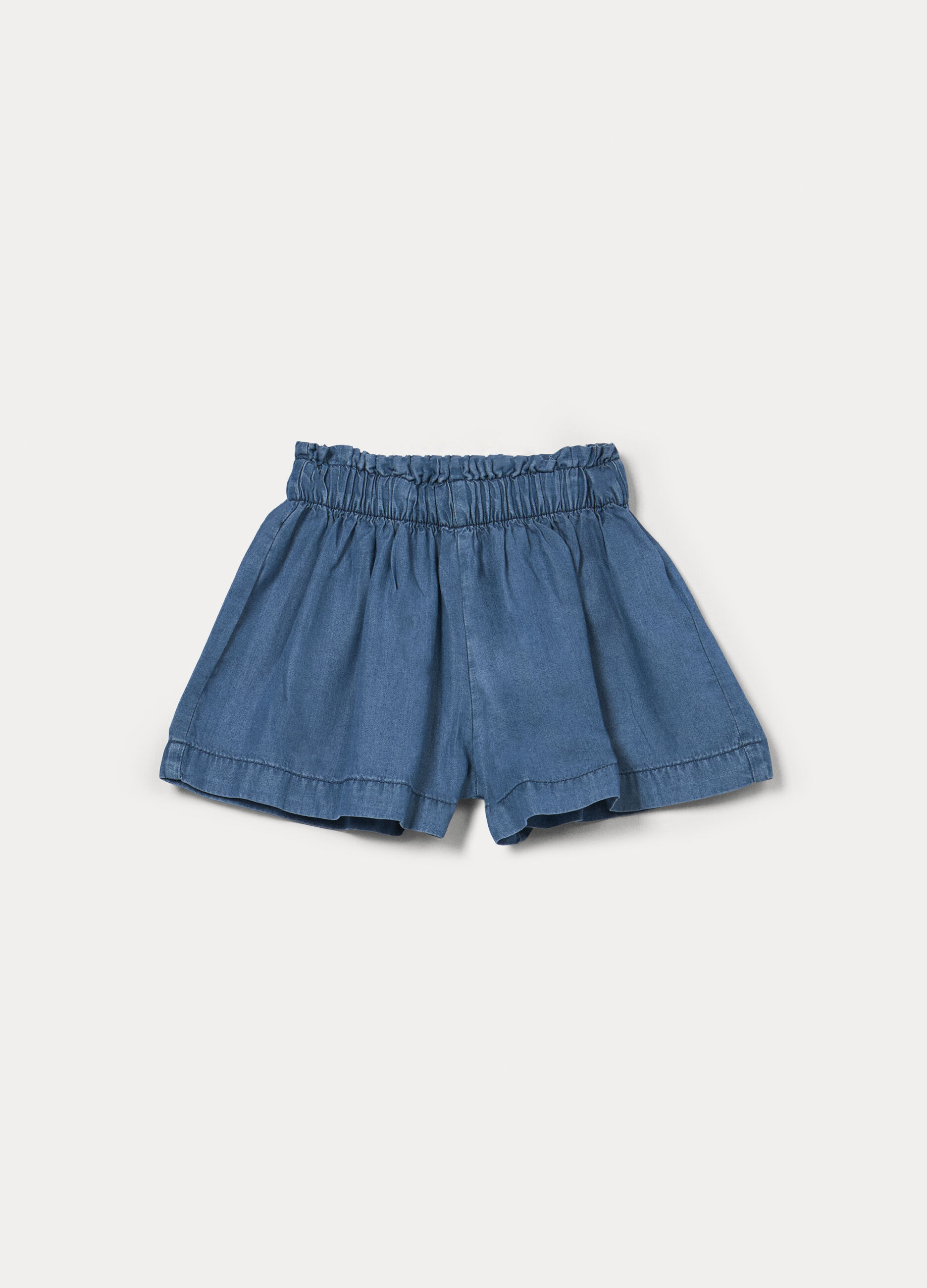 Shorts in chambray bambina_0