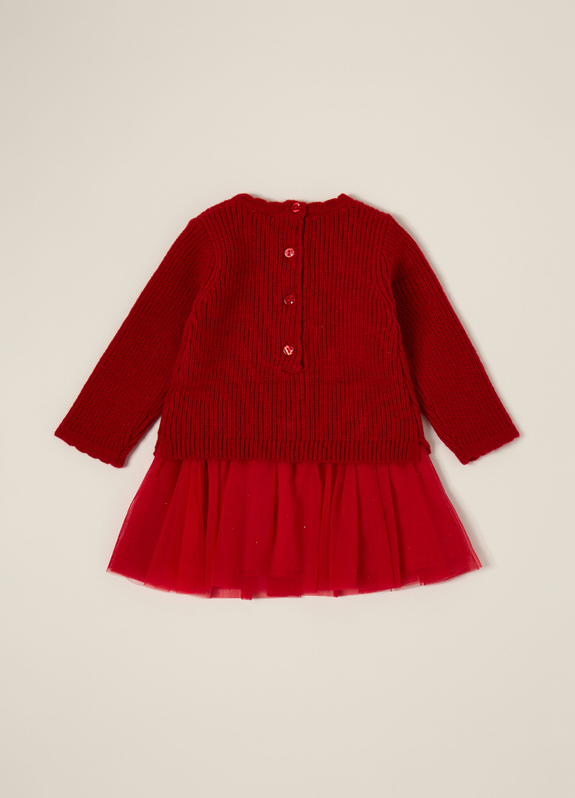 Vestito rosso per bambina con applicazione orsetto_1