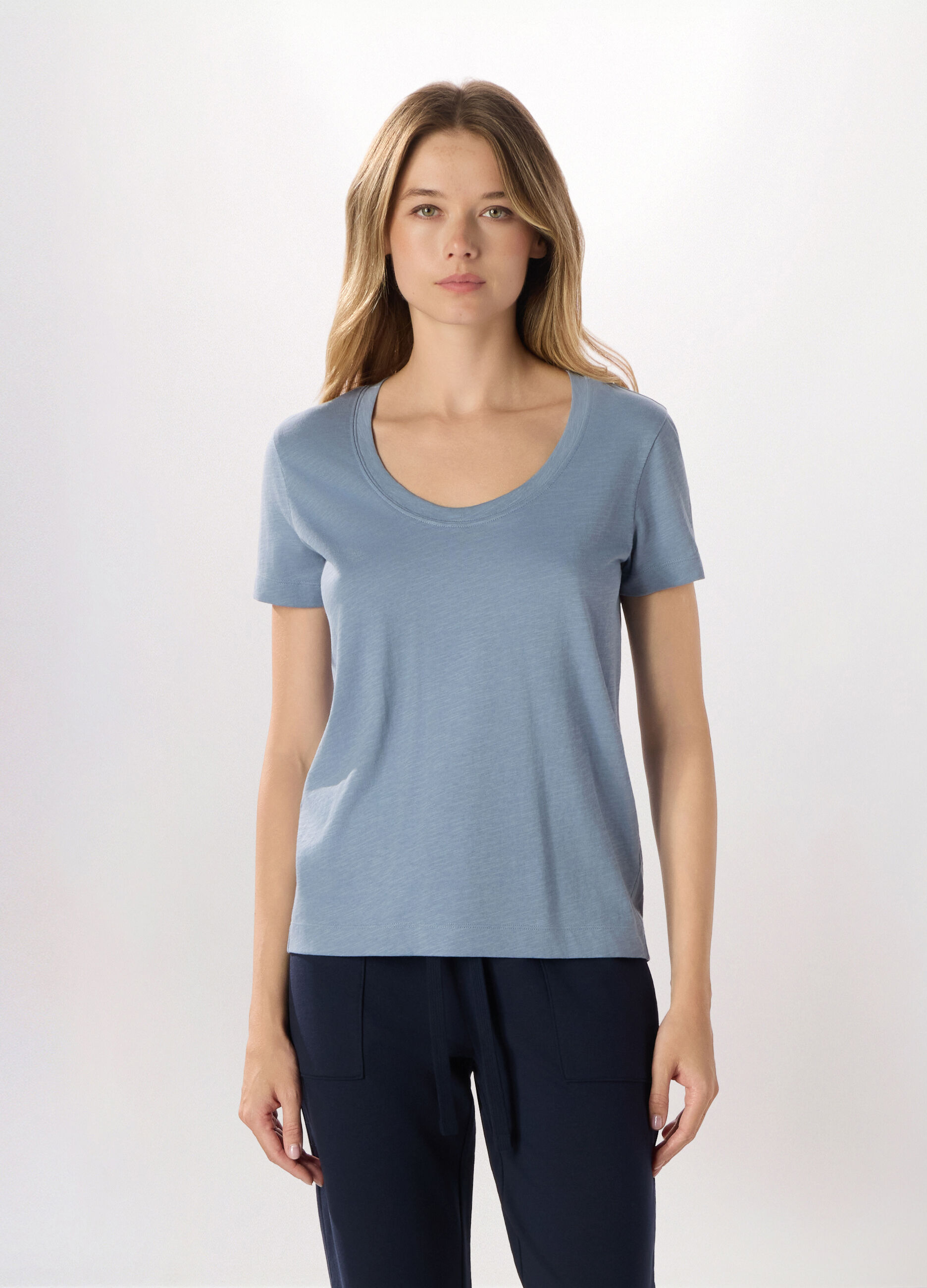 T-shirt in jersey slub di puro cotone Holistic fitness donna_0