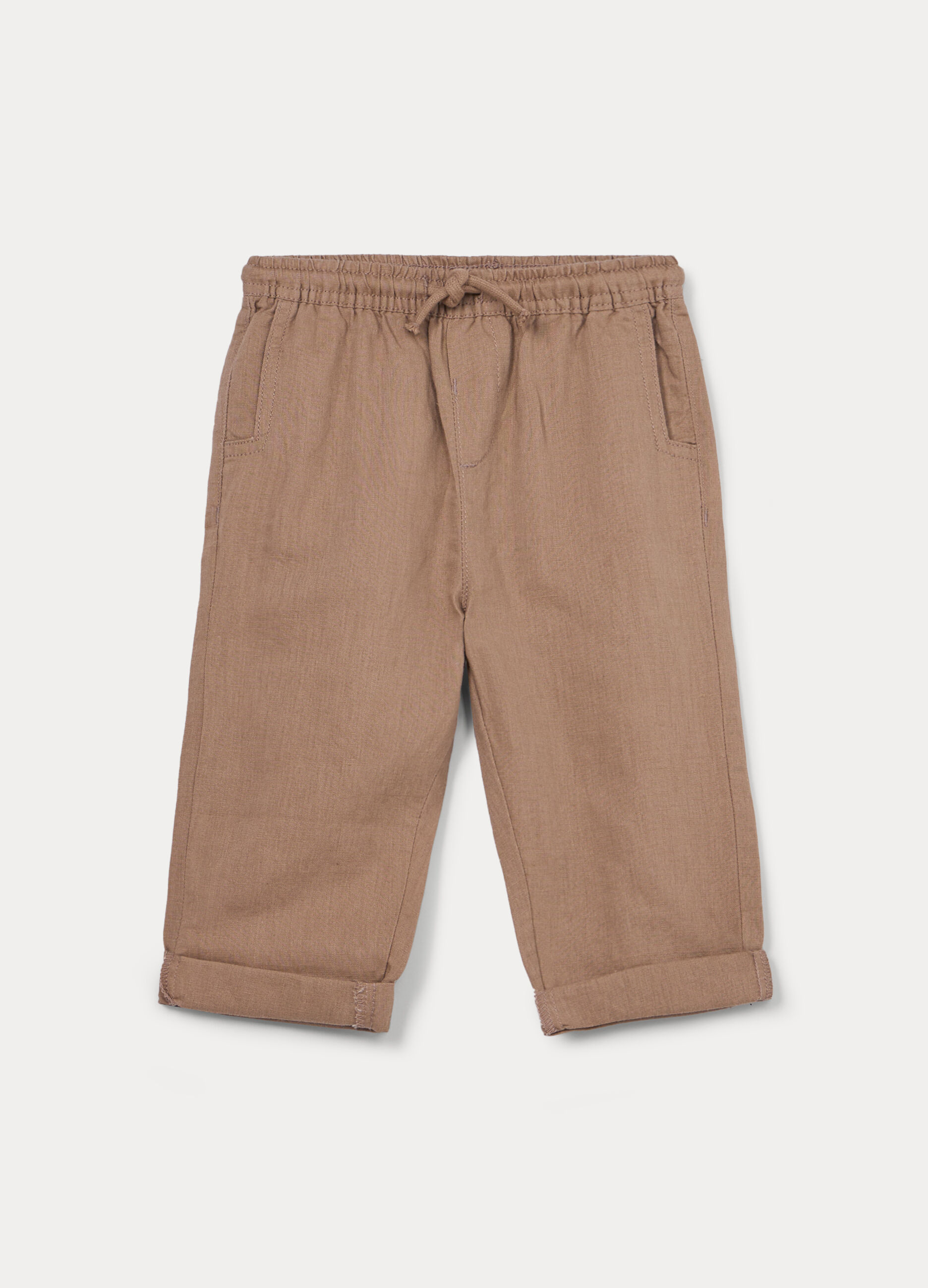 Pantaloni regular fit misto lino bimbo_0