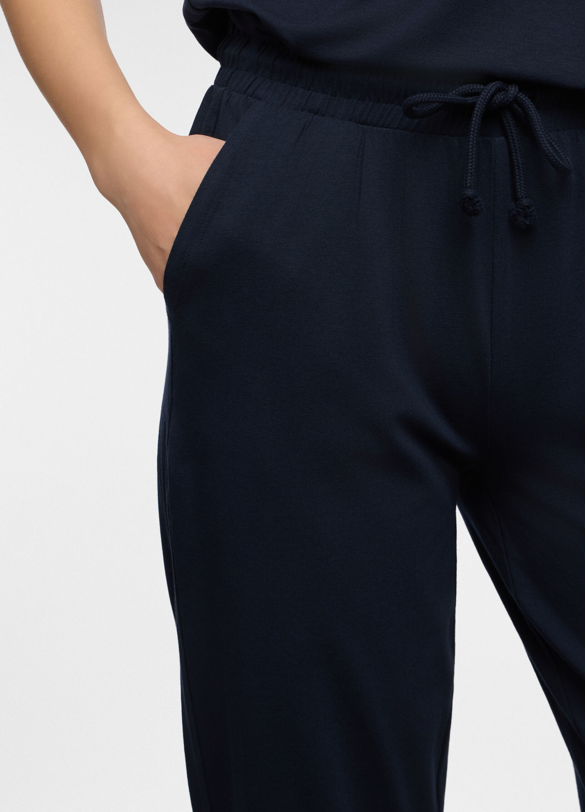 Jogger regular fit in jersey di cotone stretch donna_2