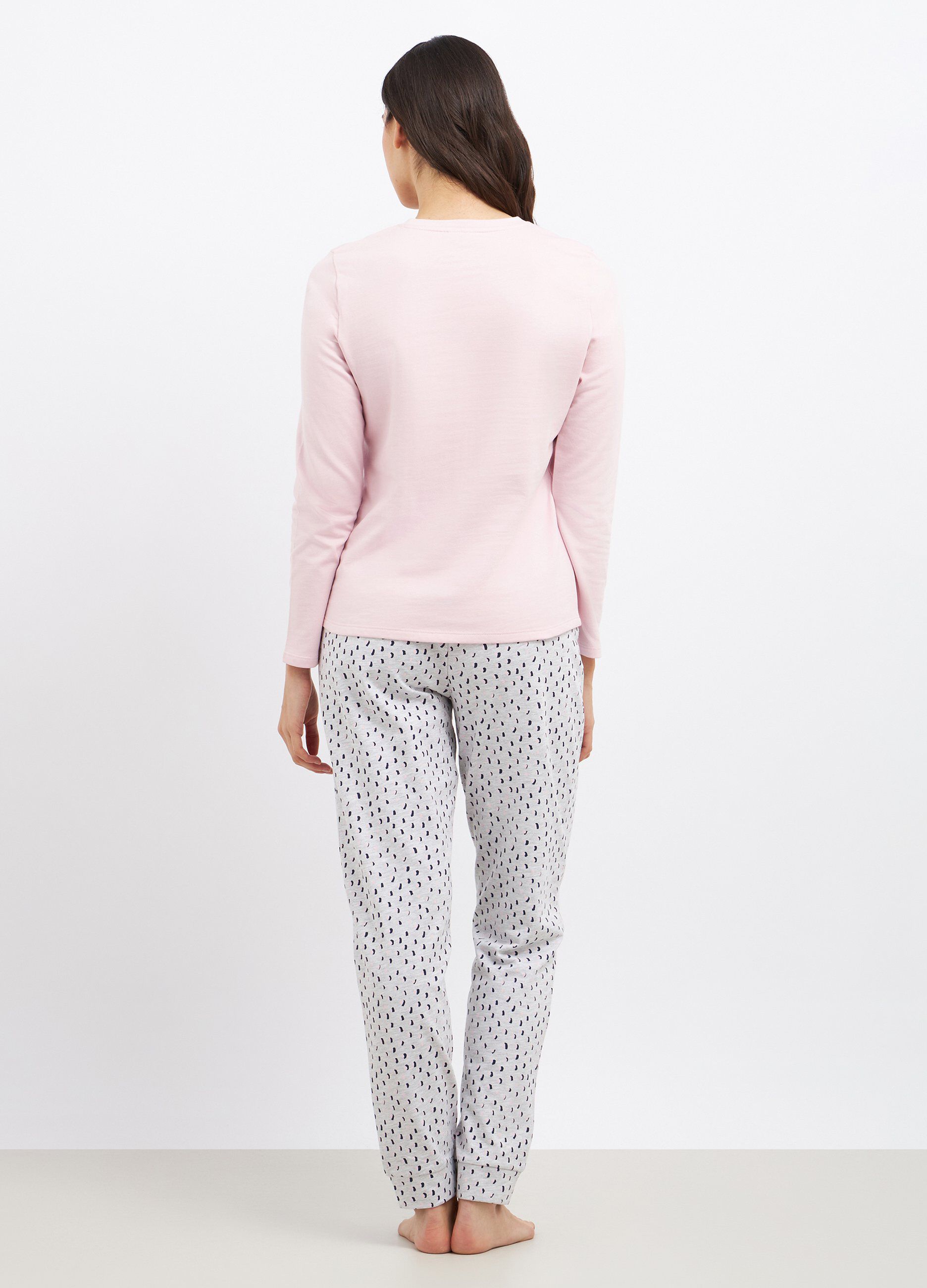 Set pigiama lungo in cotone con stampa glitter donna_1