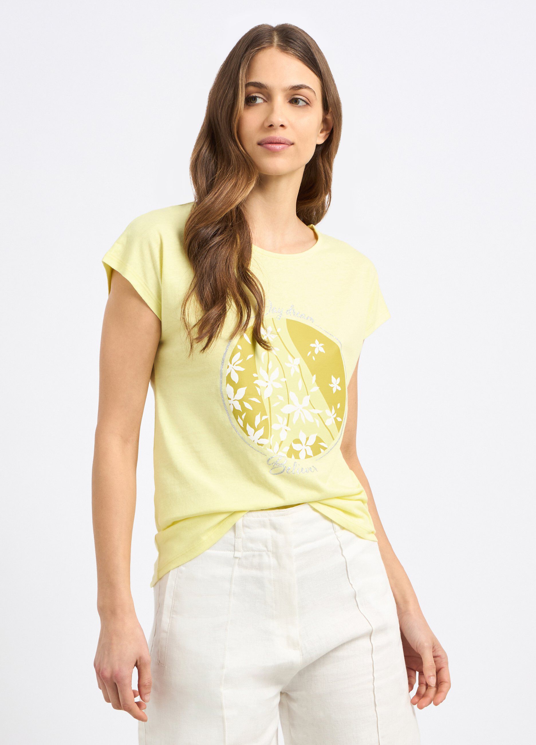 T-shirt in puro cotone con stampa donna_0