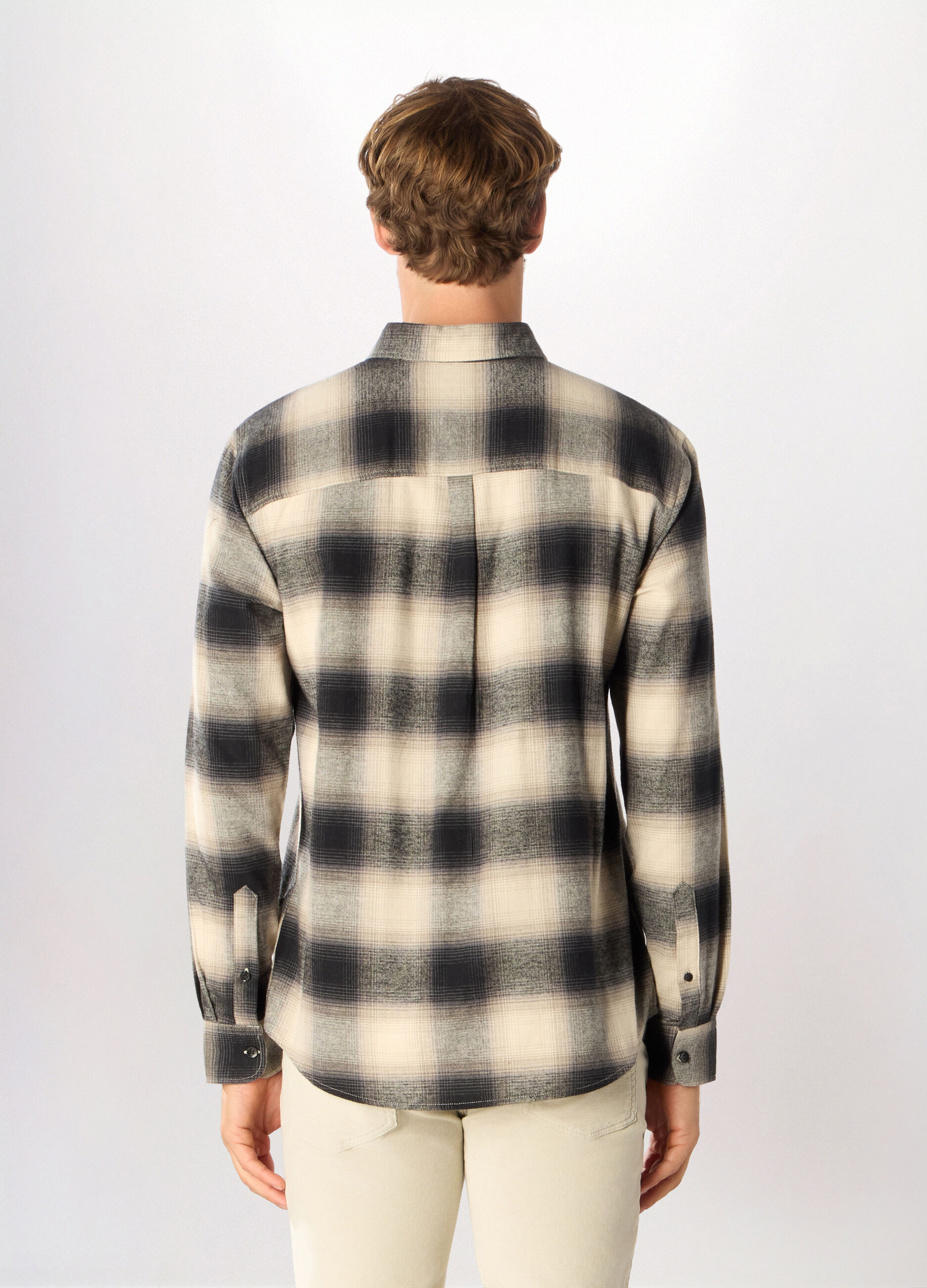 Camicia slim fit in flanella uomo_1