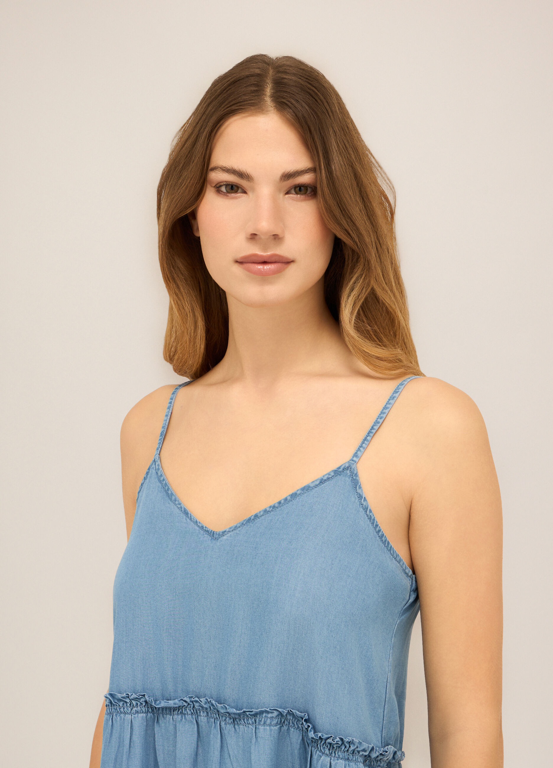 Abito corto in pura lyocell donna_2