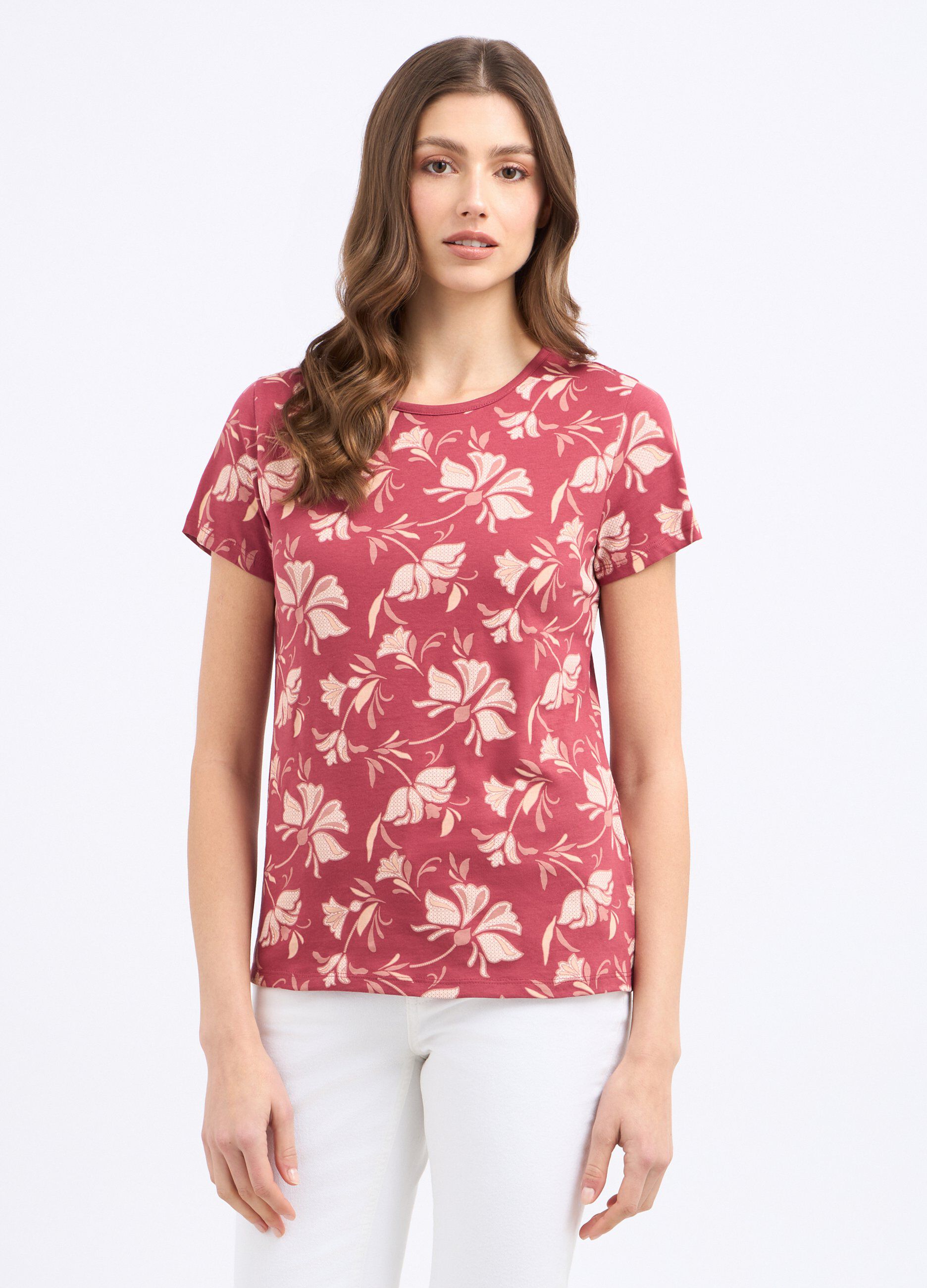 T-shirt in puro cotone con stampa donna_0