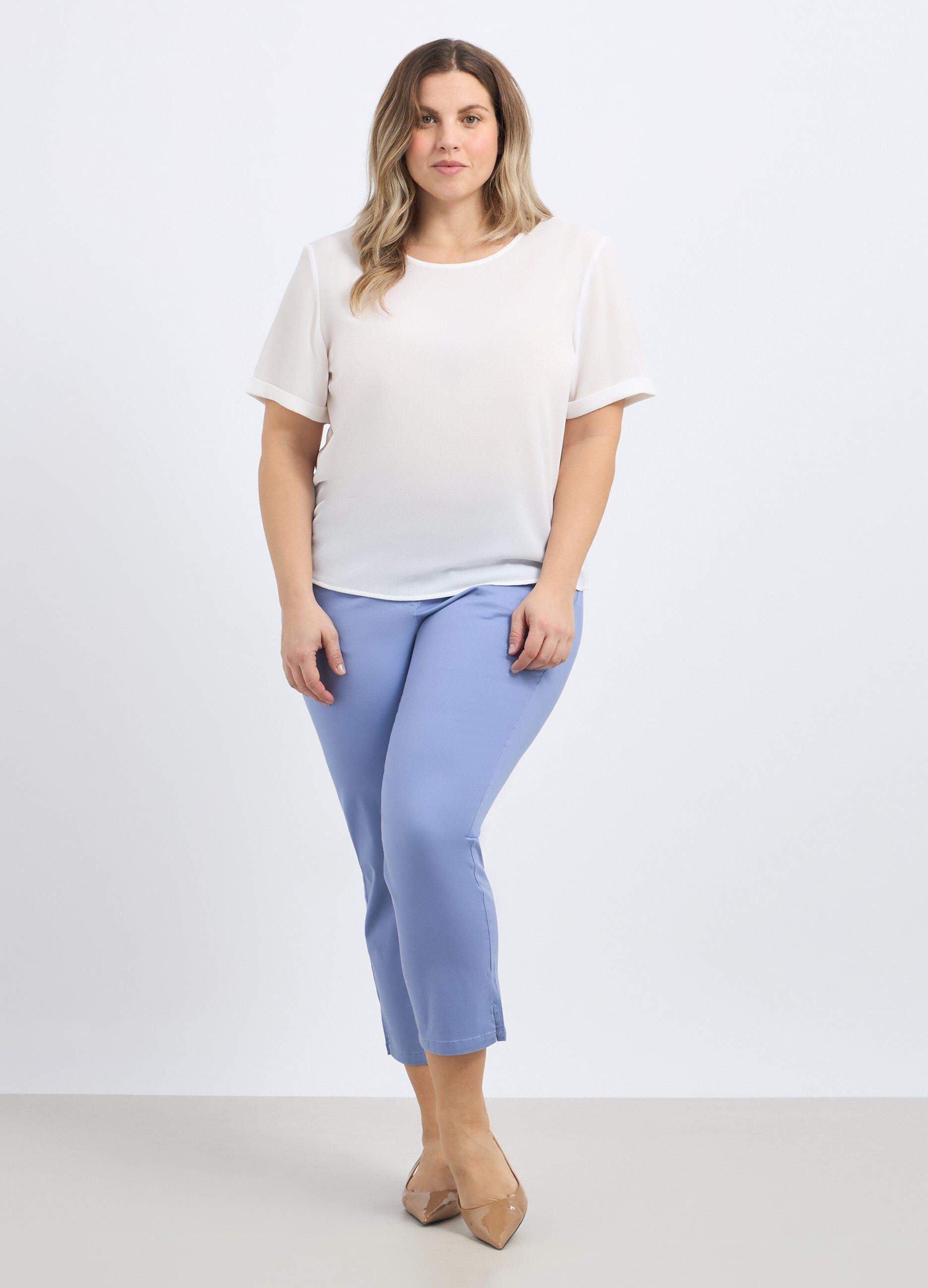 Pantaloni in cotone stretch donna curvy_0