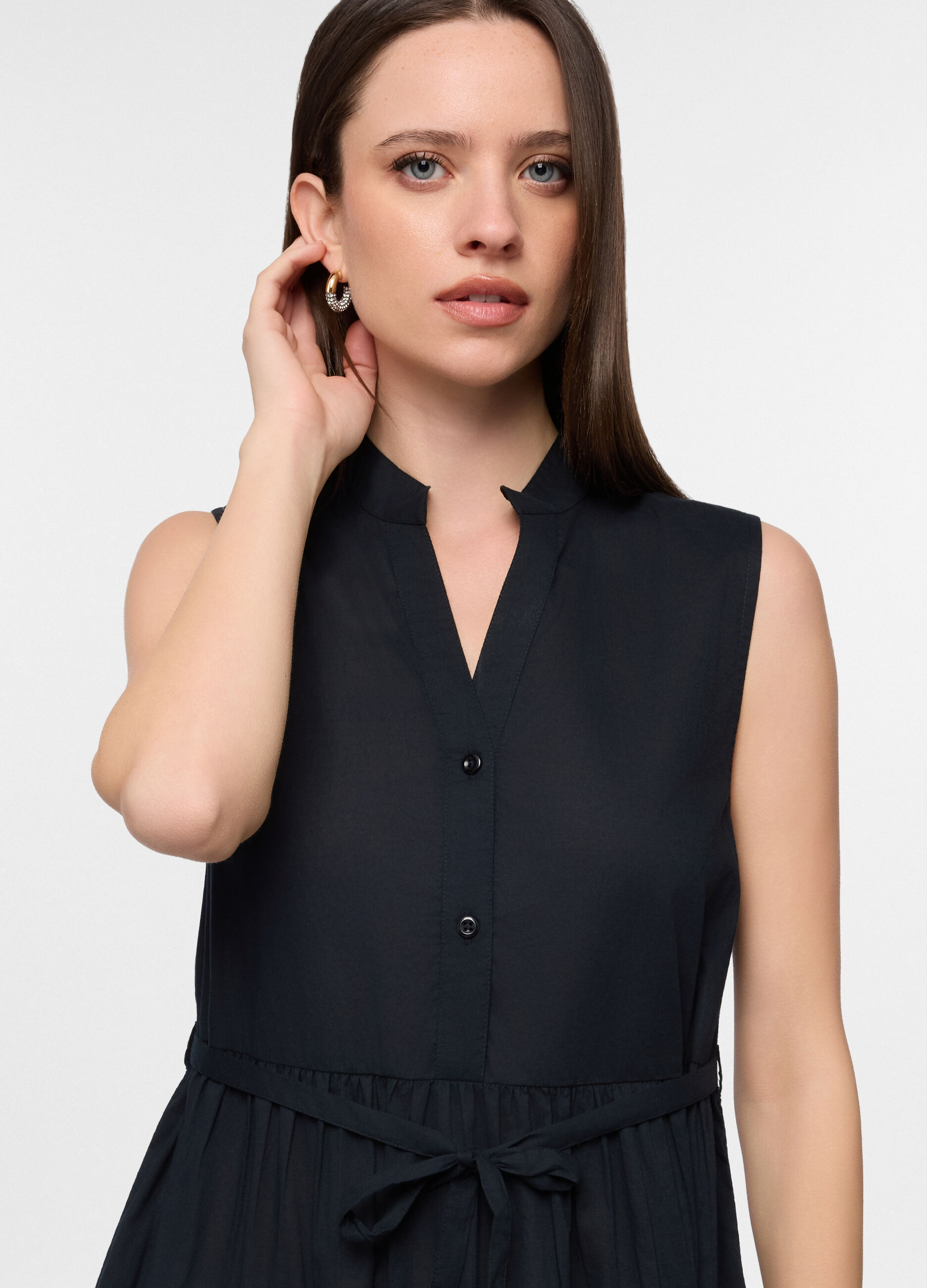 Abito corto a balze in puro cotone donna_2