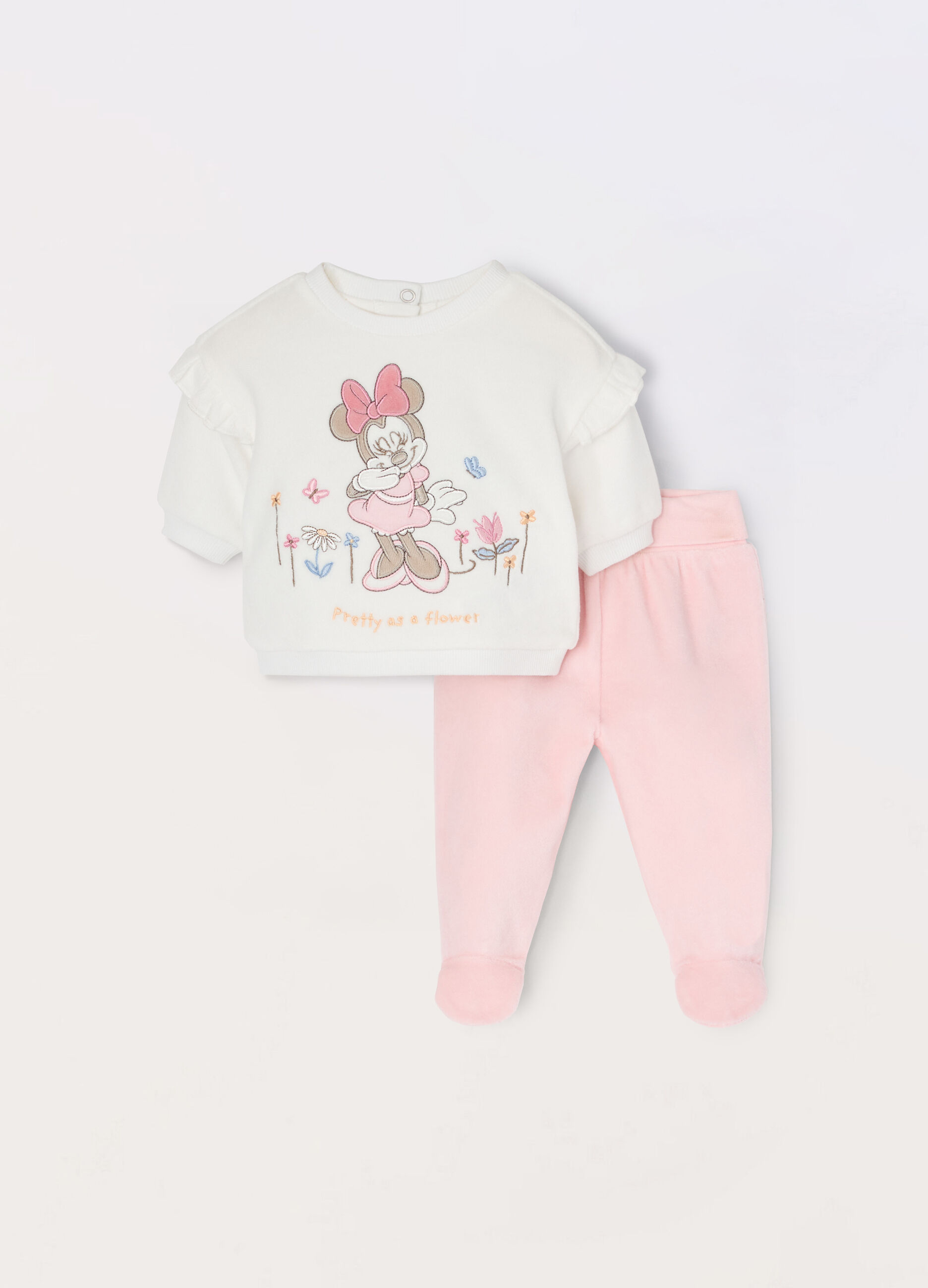 Set velour con rouches neonata_0