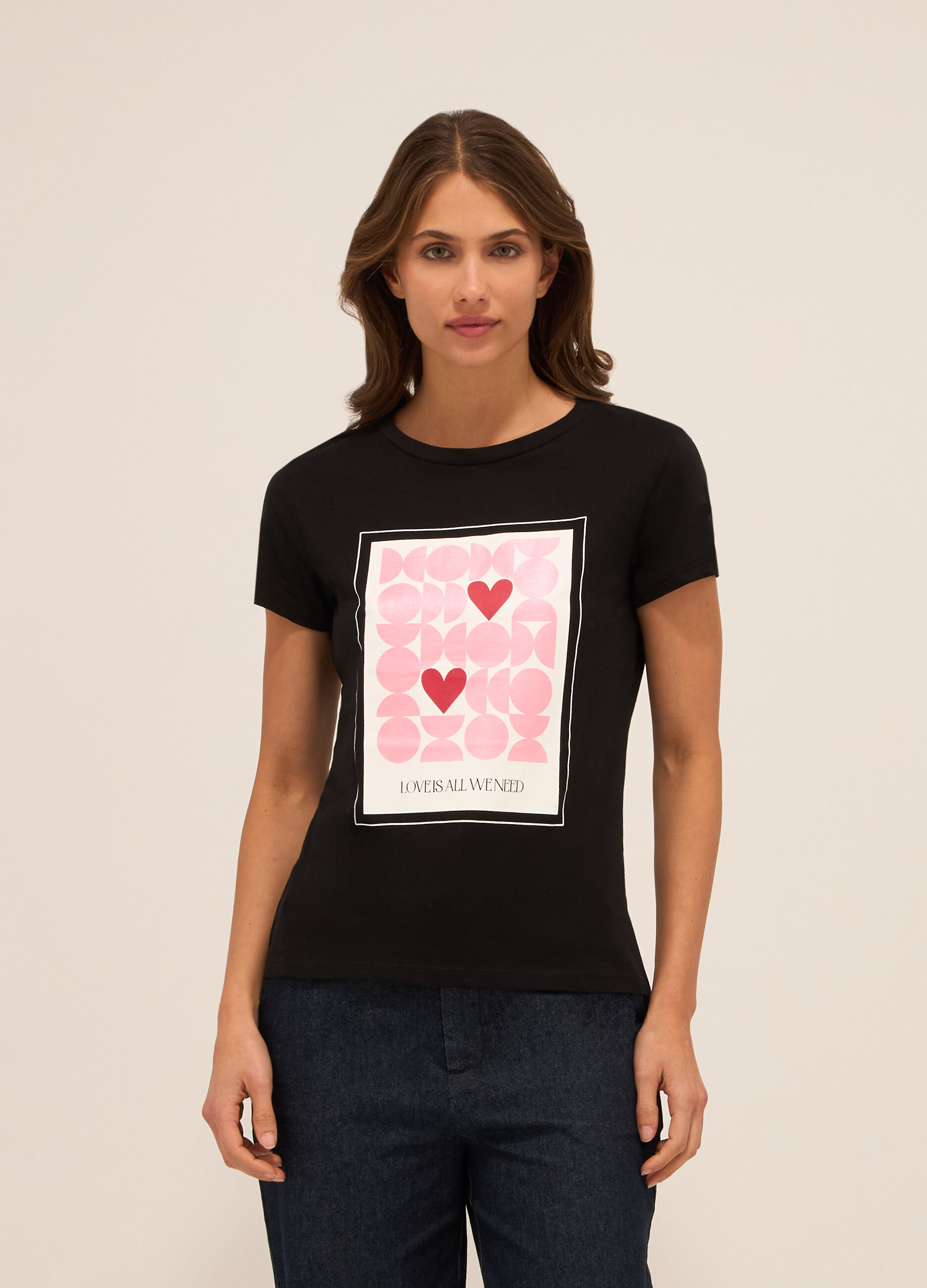 T-shirt in jersey di puro cotone donna_0