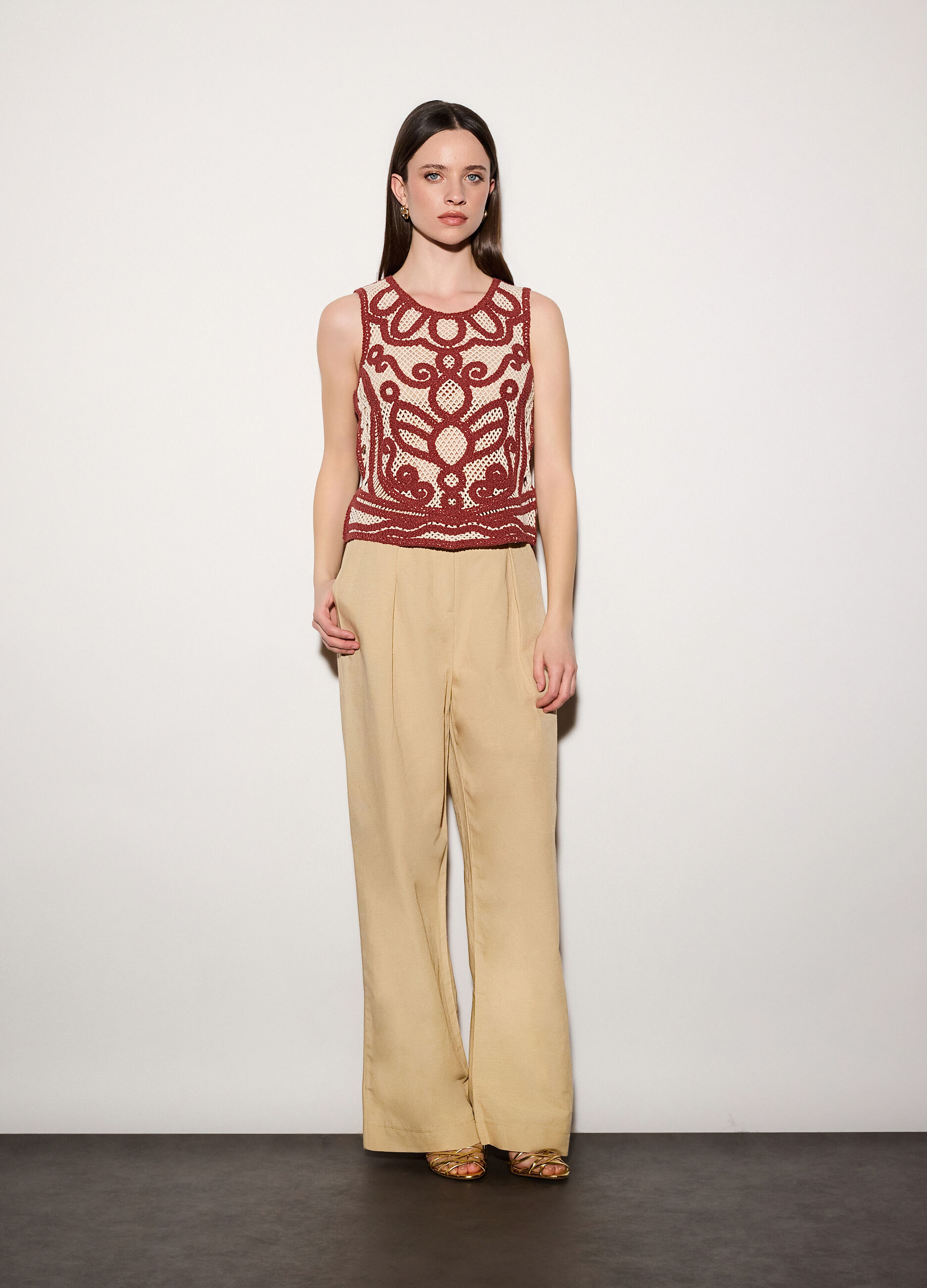 Top girocollo in maglia donna_0