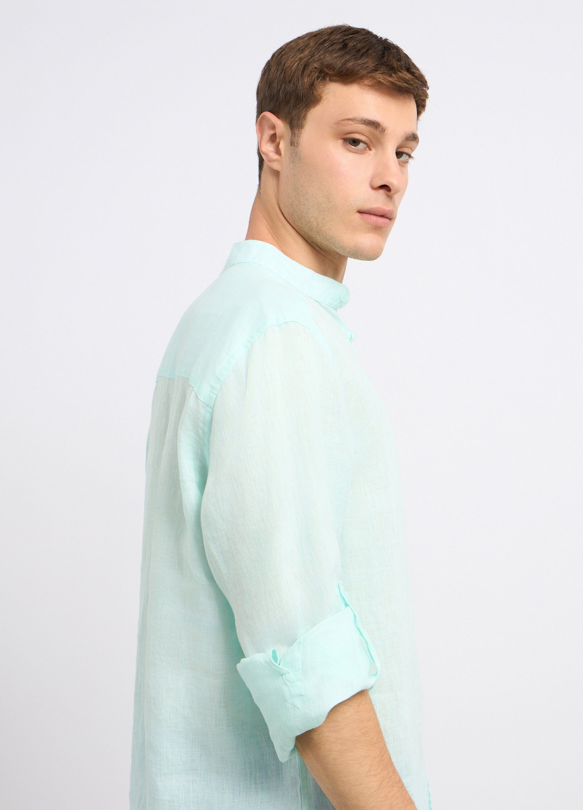 Camicia coreana in puro lino uomo_2