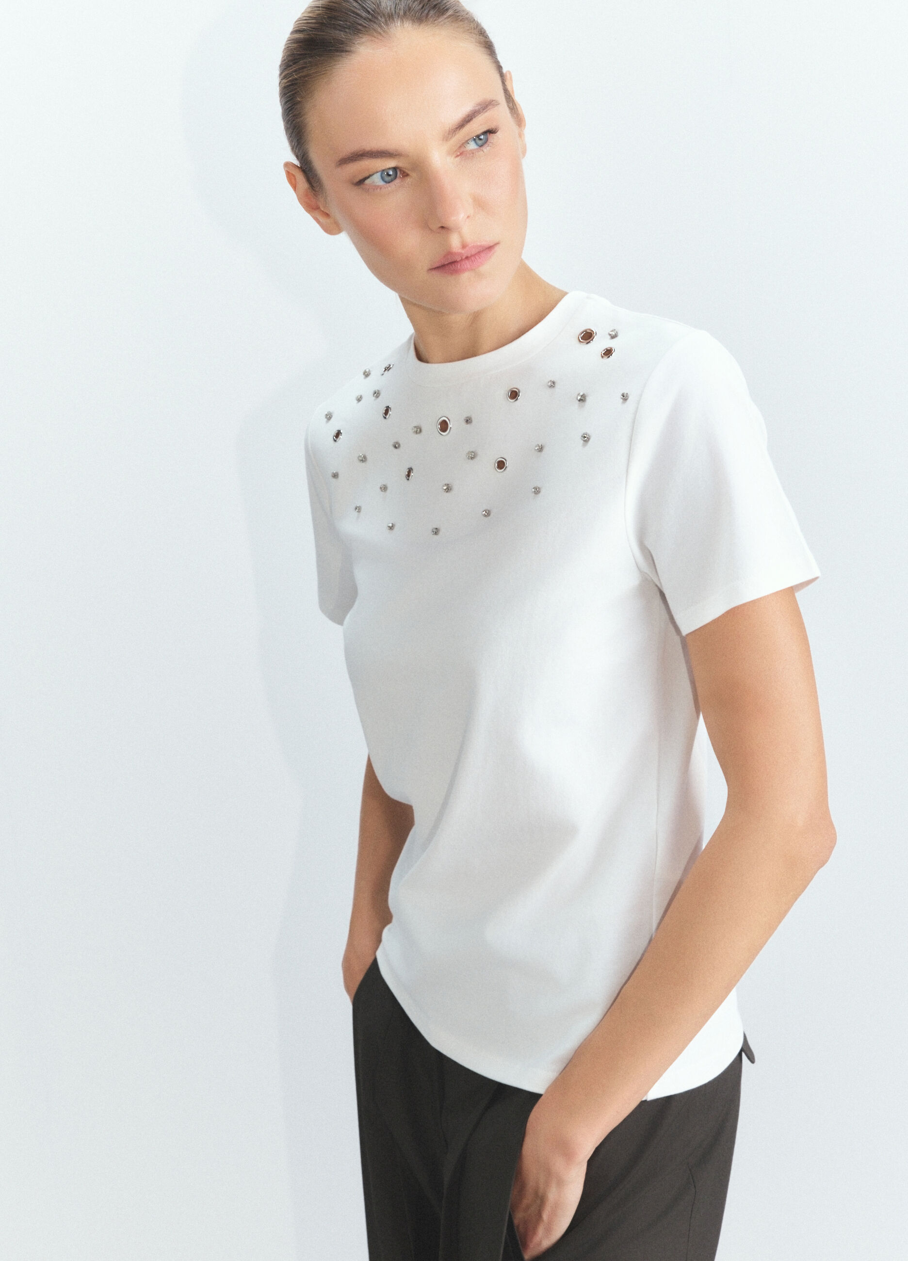 T-shirt girocollo stretch donna_4