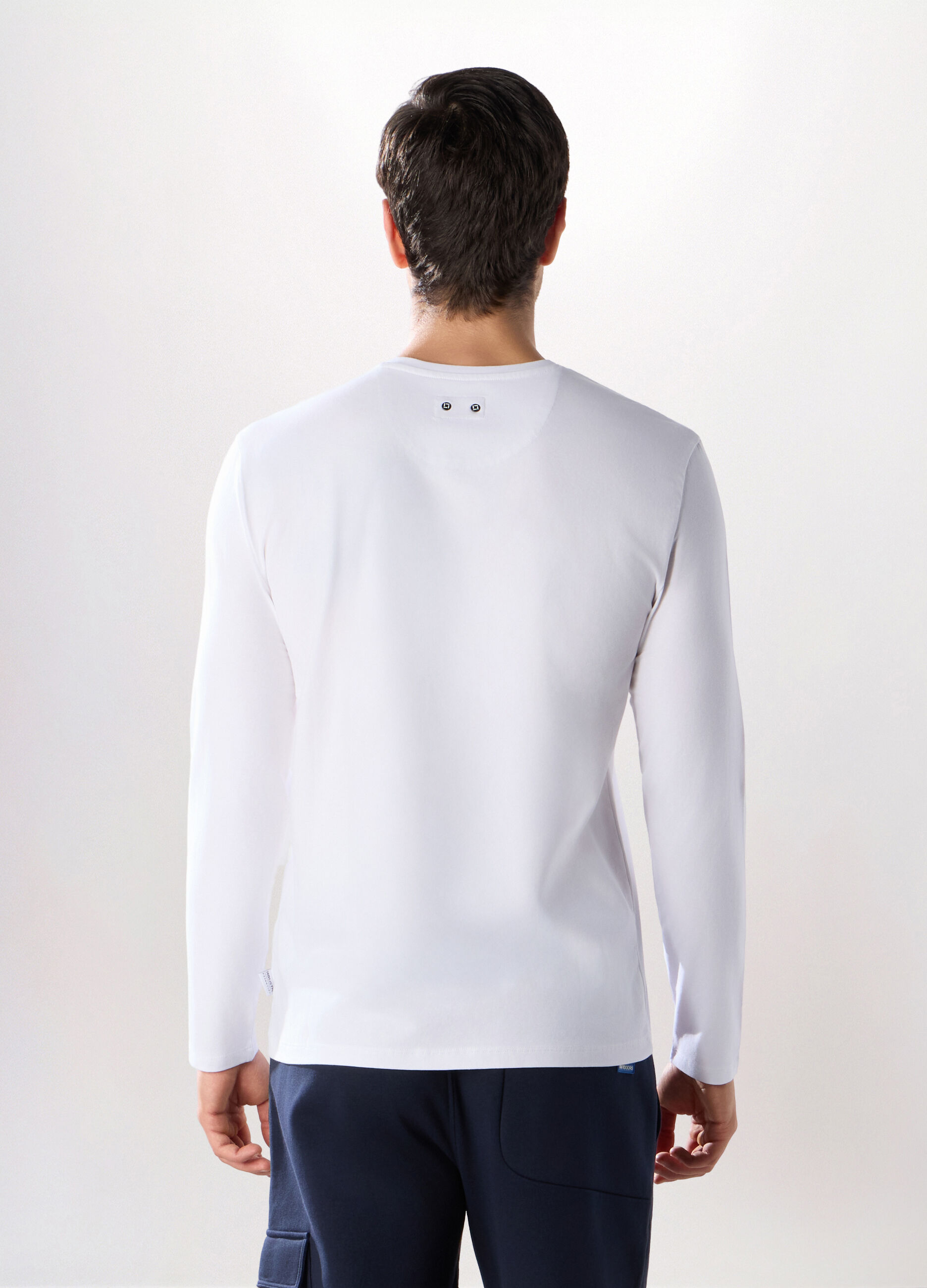 T-shirt sportiva collo a V maniche lunghe uomo_1