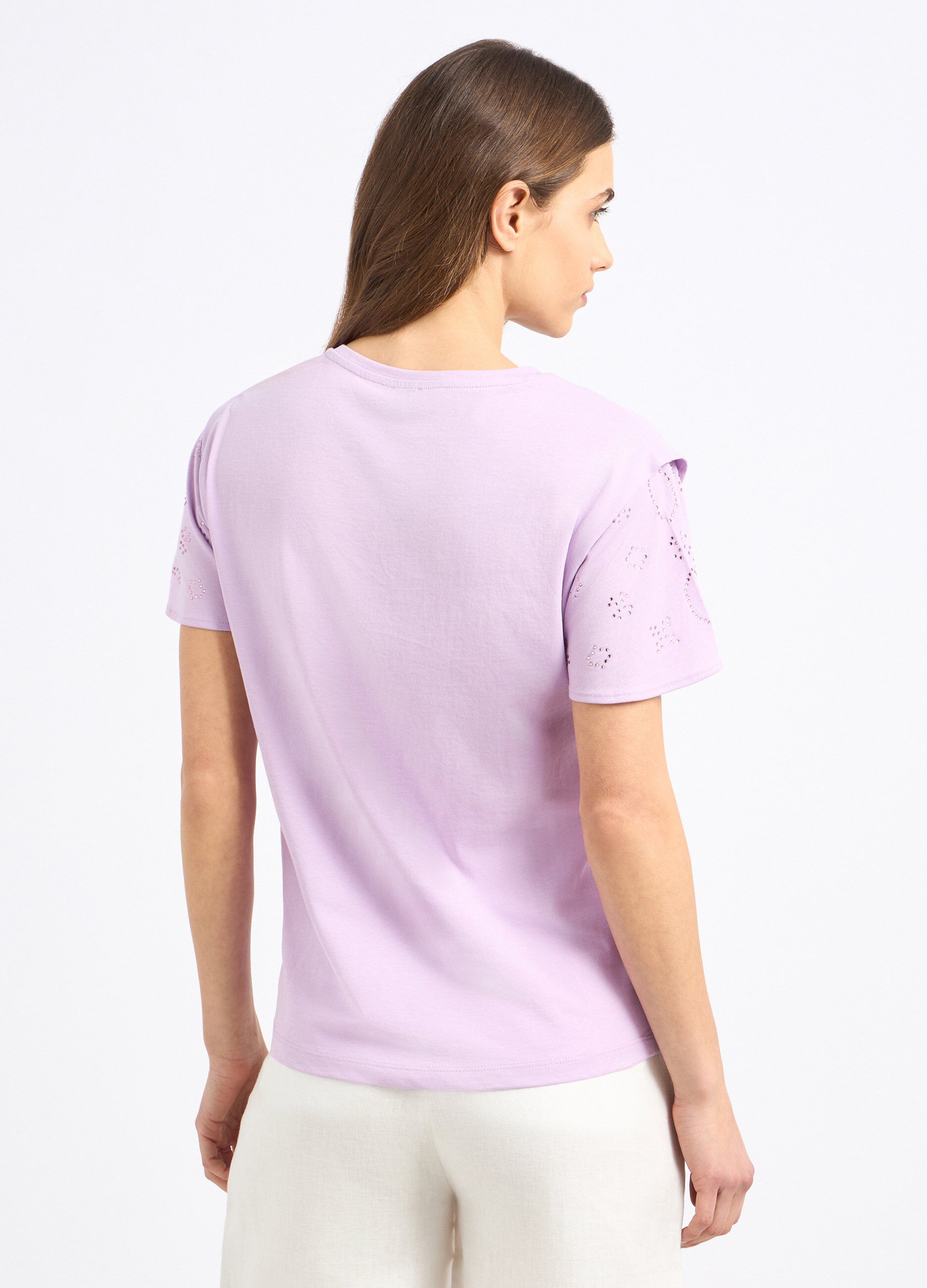 T-shirt in puro cotone con strass donna_1