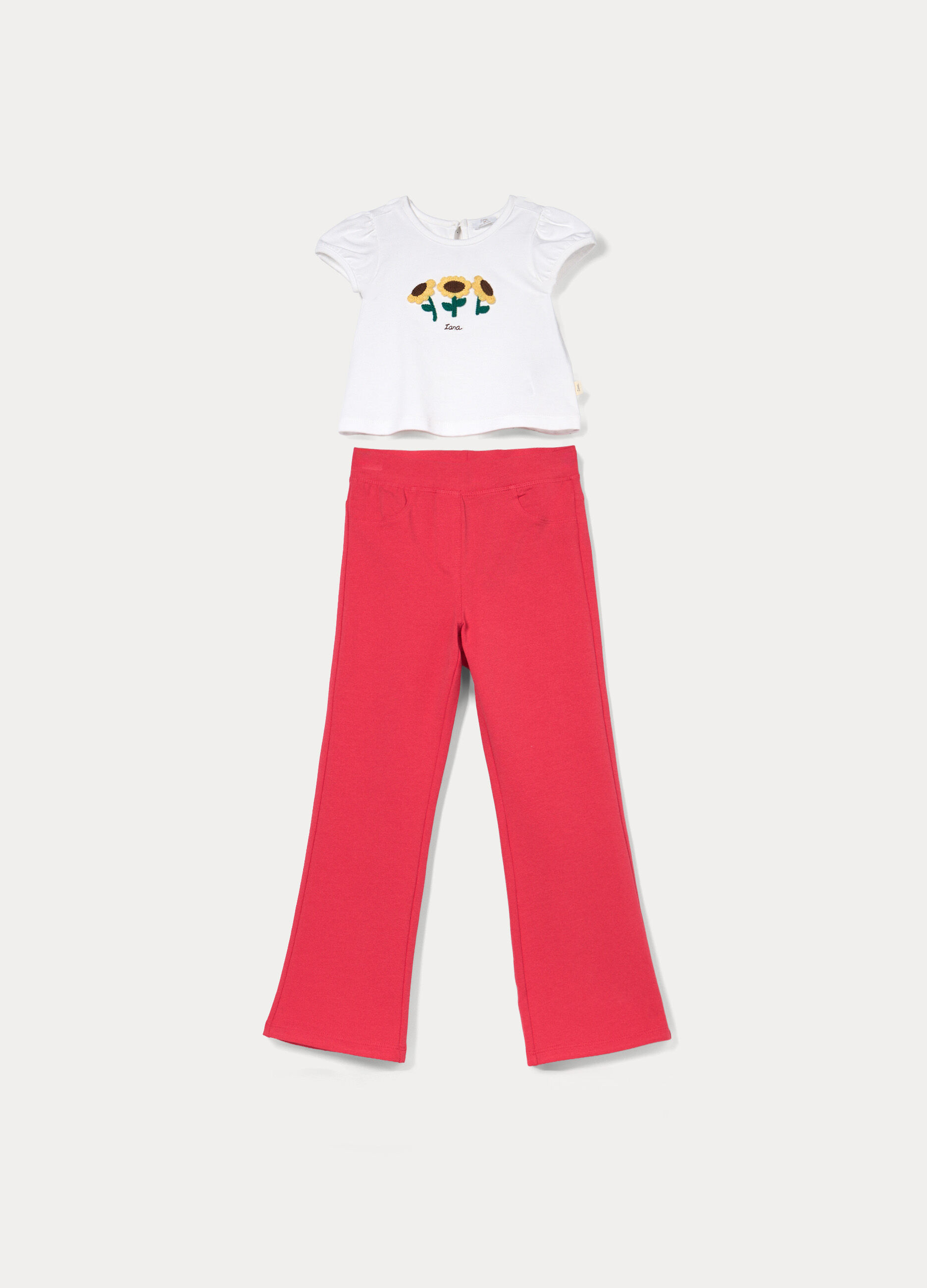 Jogger fit flare in french terry di cotone stretch bambina_0