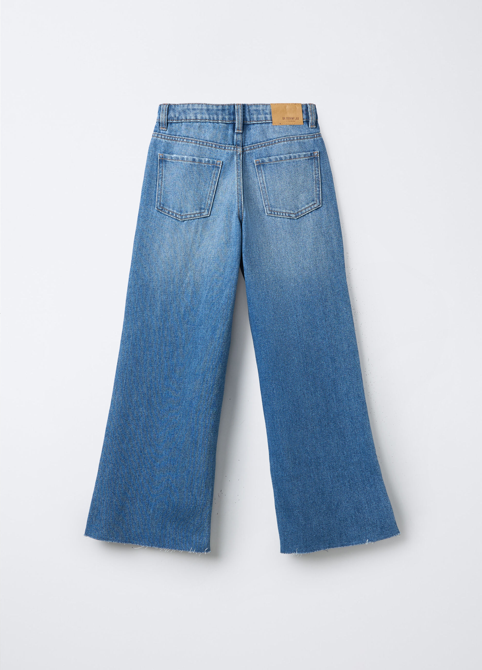 Pantaloni in denim misto cotone Wide Leg ragazza_1