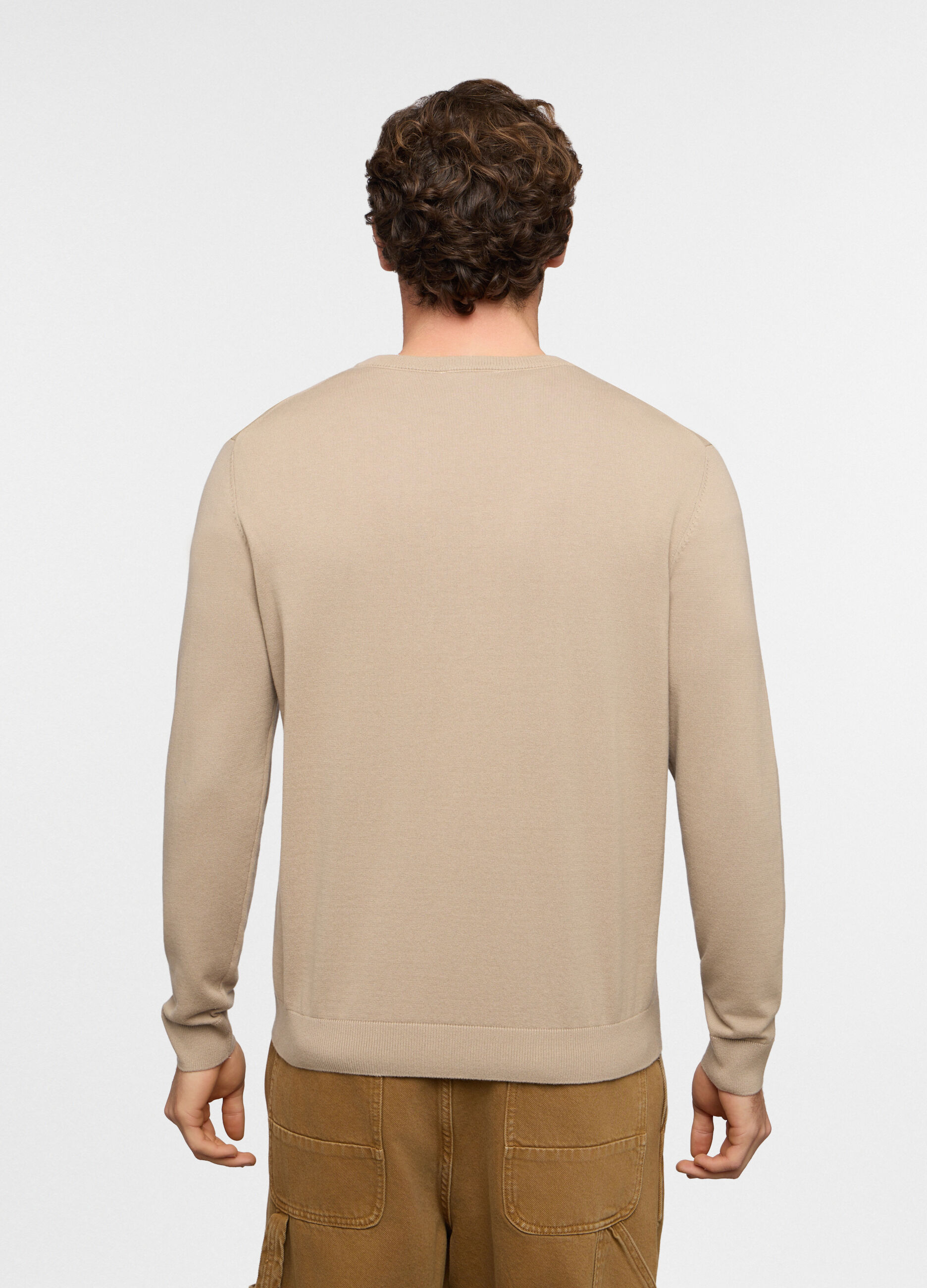 Maglione girocollo maglia rasata in cotone uomo_1