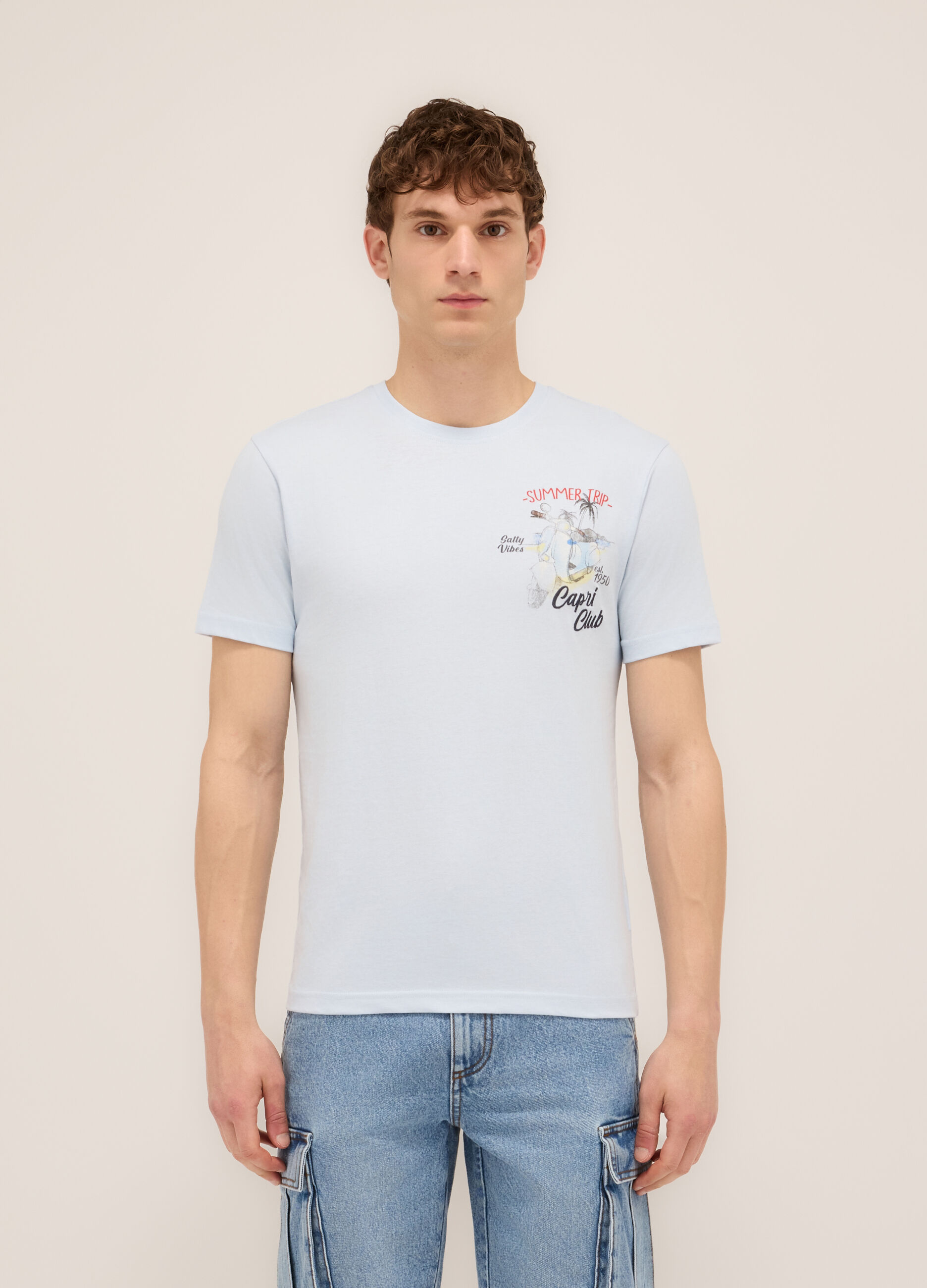 T-shirt girocollo stampa Capri Club uomo