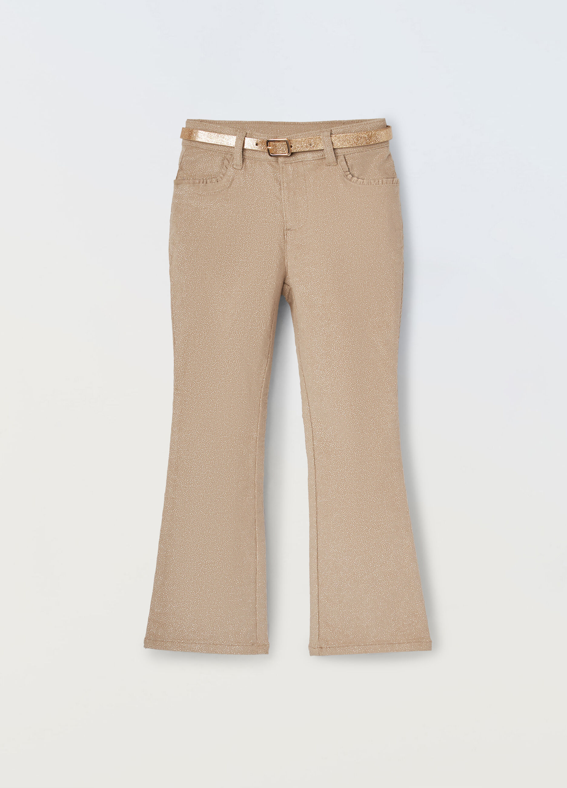 Pantaloni in costina di cotone stretch bambina_0