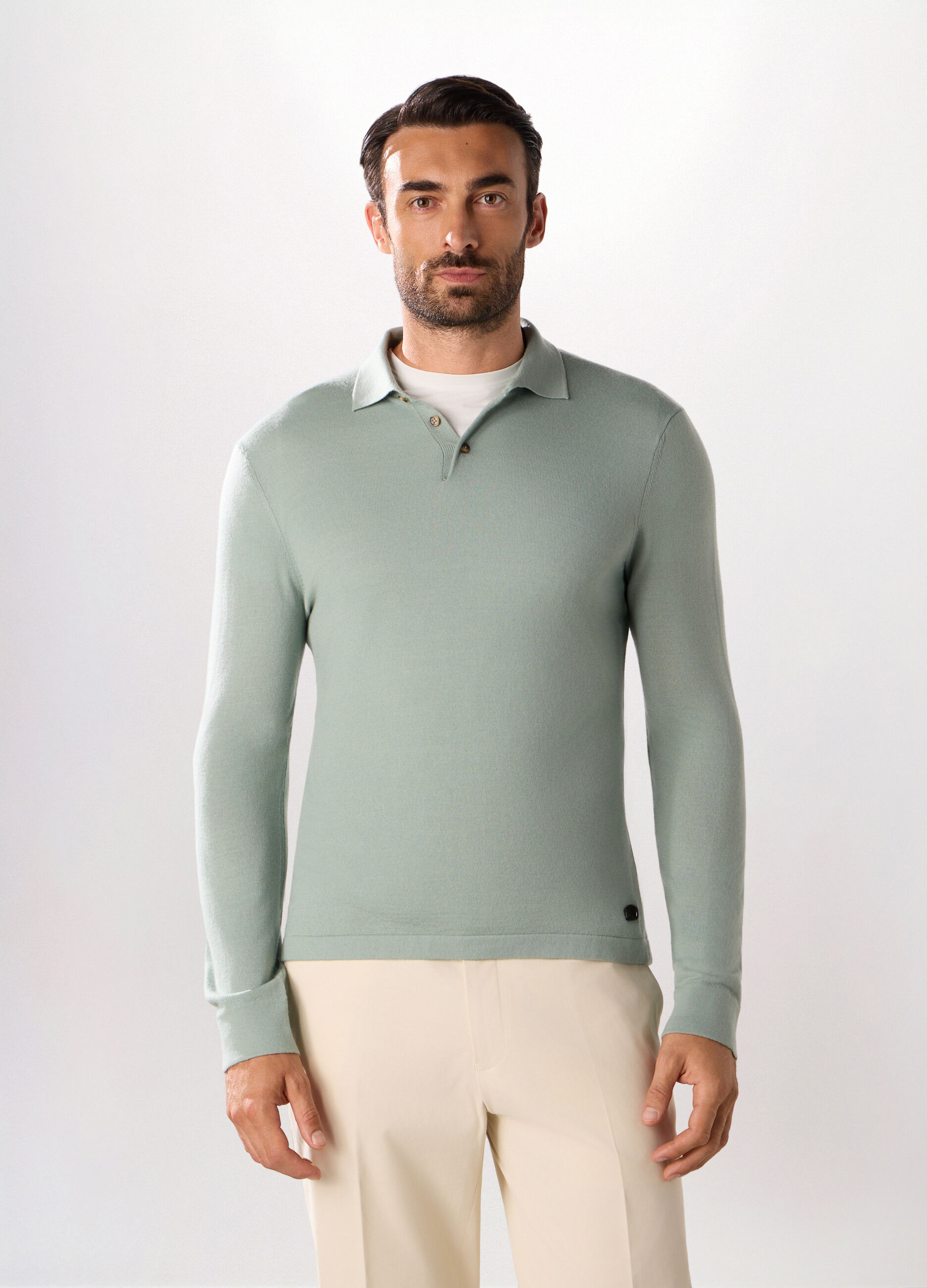 Polo in maglia di lana merino uomo_0