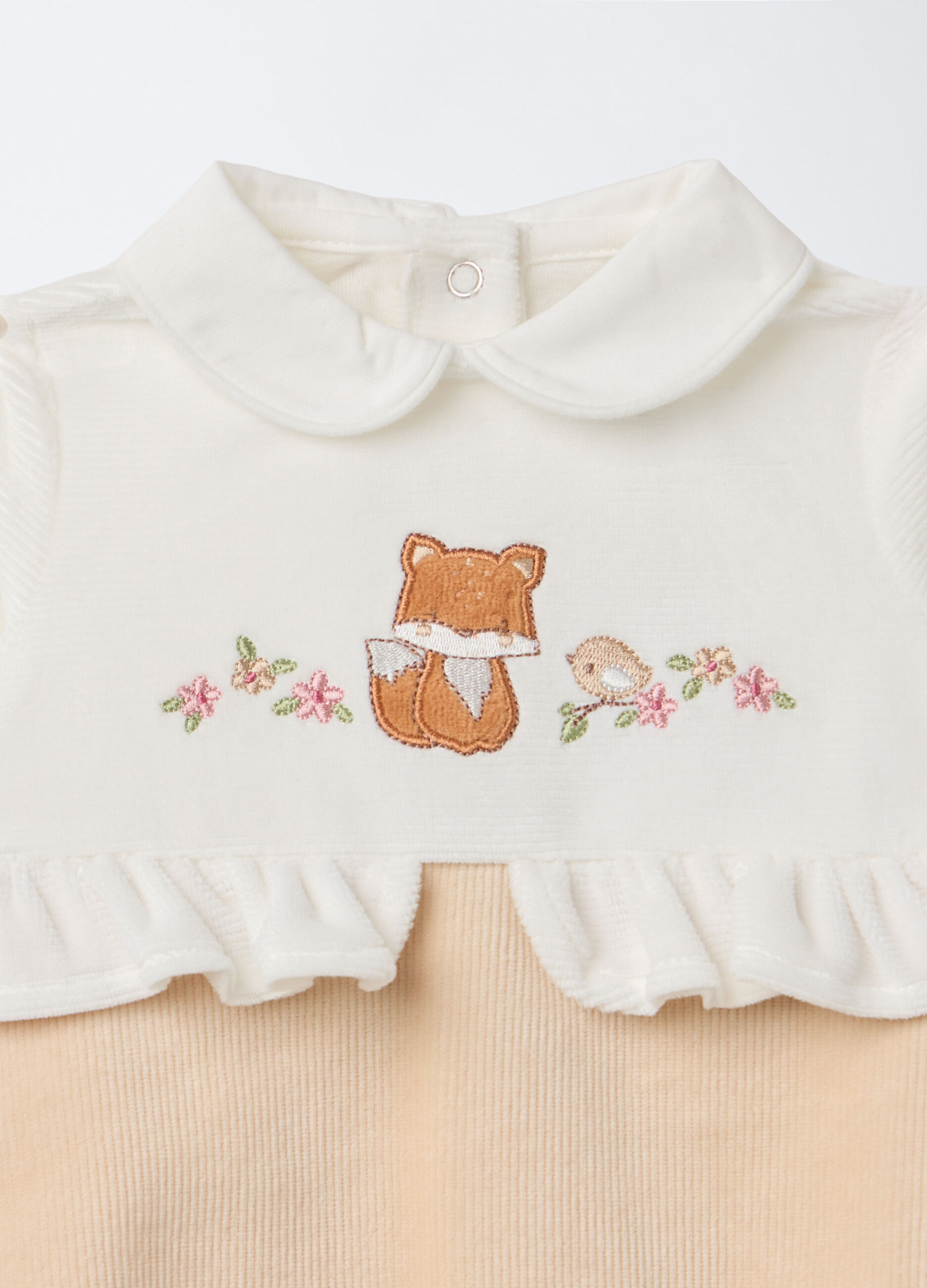 Tutina in costina velour misto cotone neonata