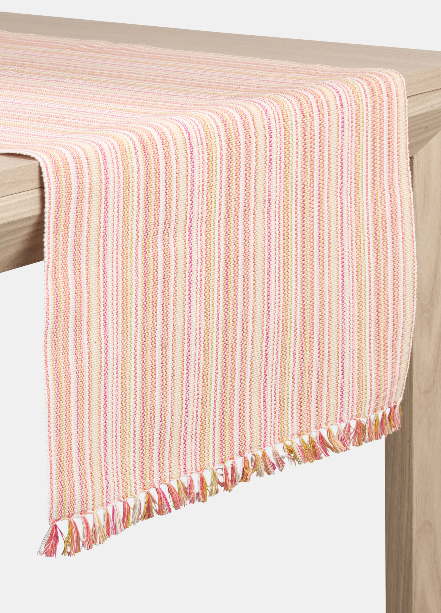 Runner rettangolare in cotone a righe_0