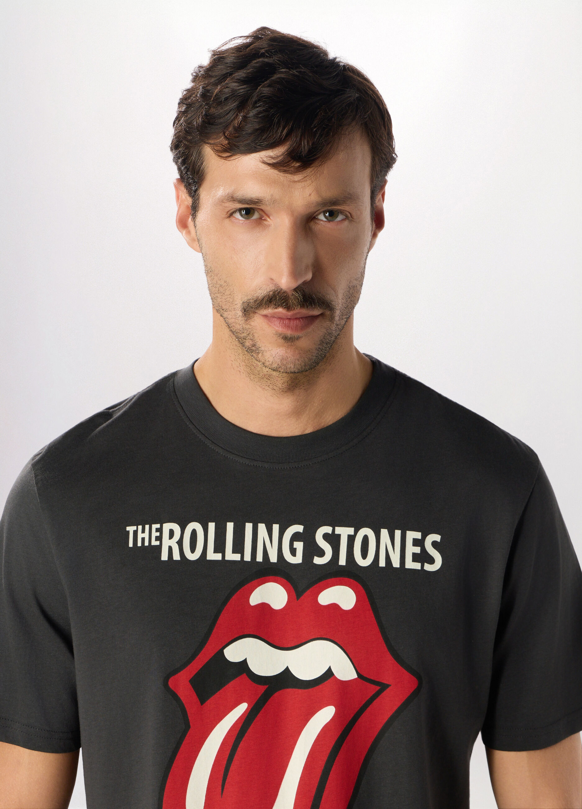 T-shirt girocollo con stampa Rolling Stones in cotone uomo_2