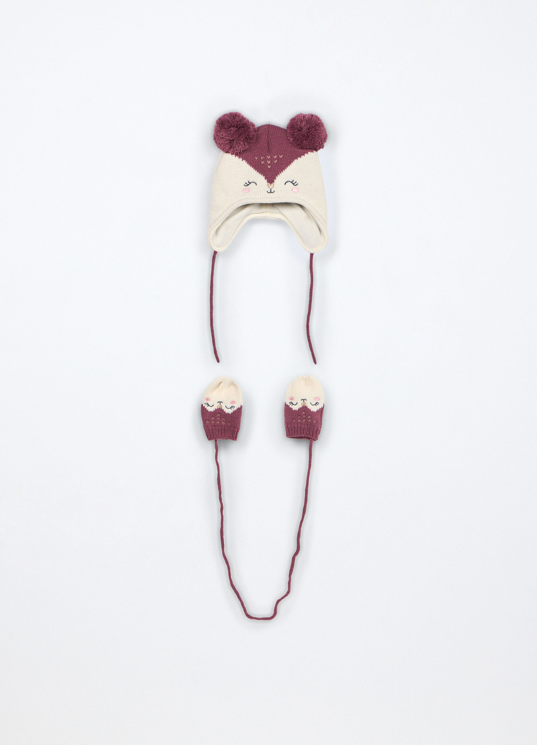Set tricot berretto + manopole neonata_0