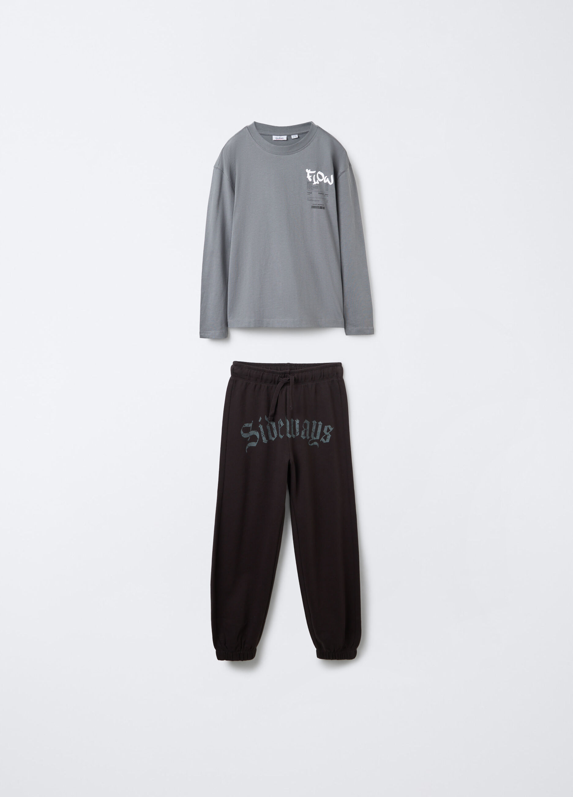 Jogger in felpa garzata di puro cotone regular fit ragazzo_0