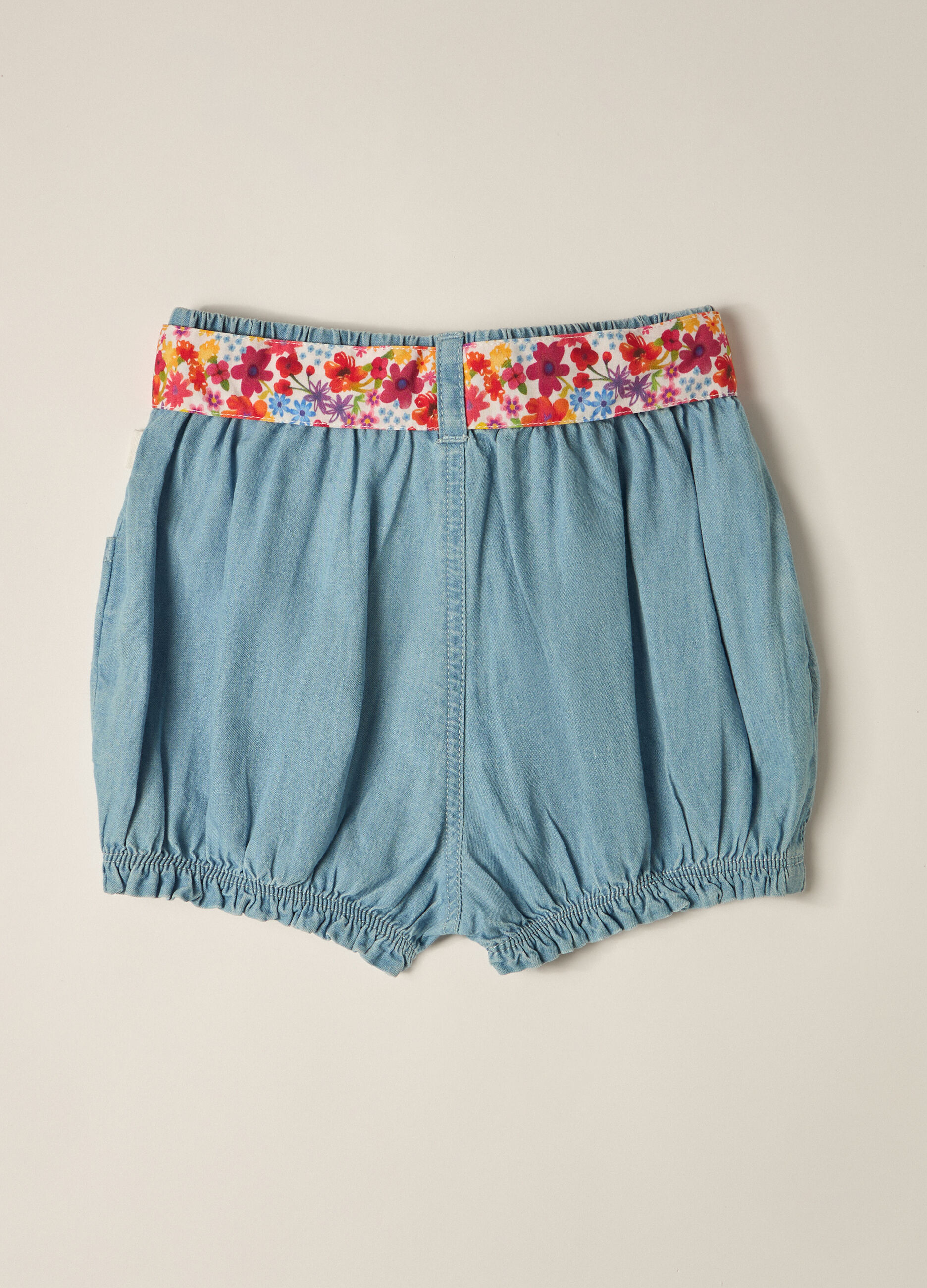 Shorts IANA in chambray di puro cotone neonata_2