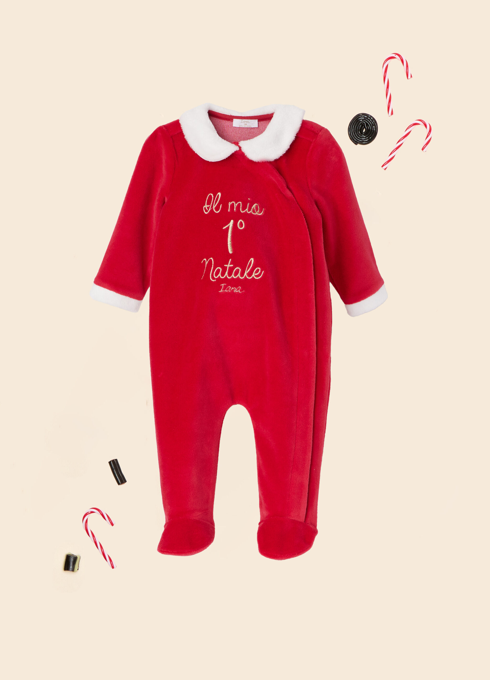 Tutina natalizia in velours di cotone IANA_0