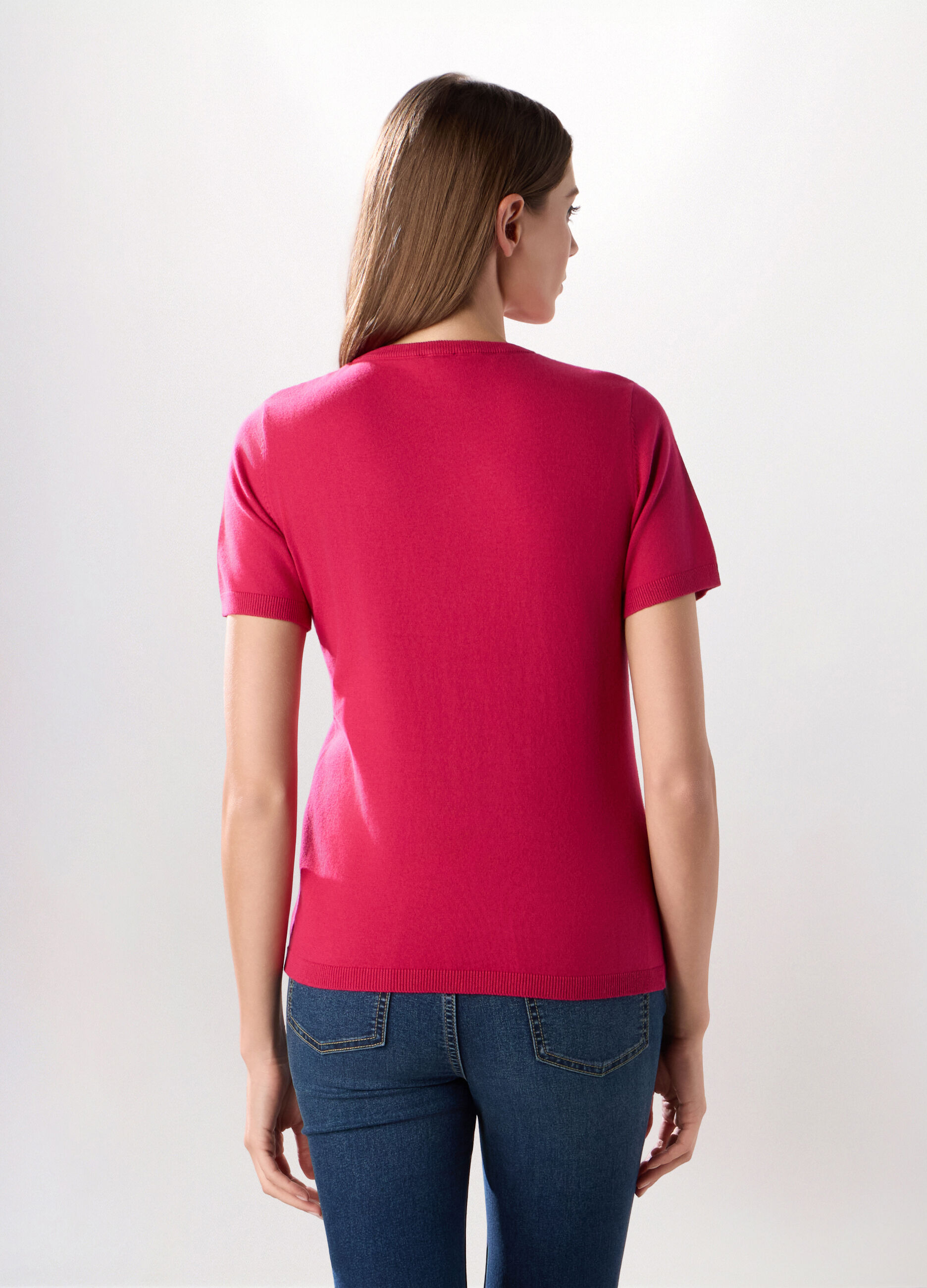 Tricot a maniche corte in misto cotone donna_1