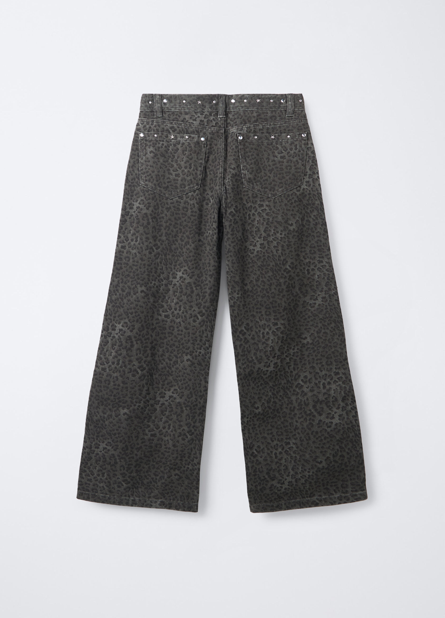 Pantaloni in drill di puro cotone Wide Leg ragazza_1