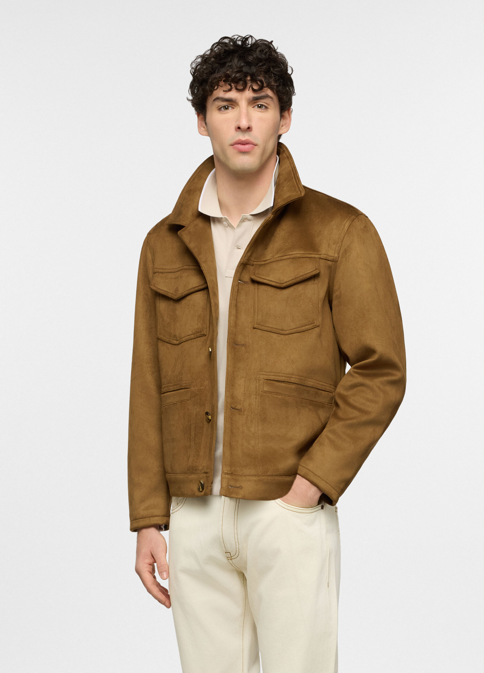 Giacca in ecopelle scamosciata uomo_0